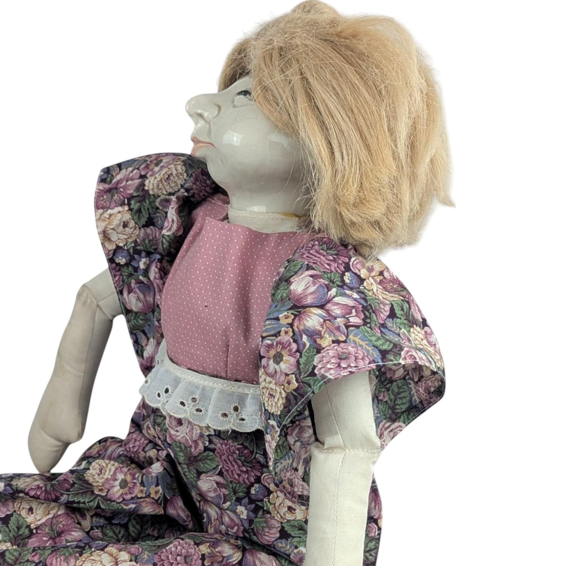 1970s Barbara Lorin Folk Art Porcelain Doll Pair