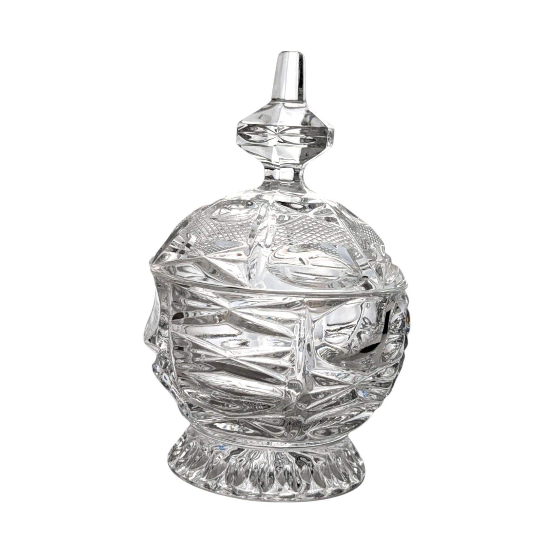 Vintage Crystal Clear Glass Covered Candy Dish
