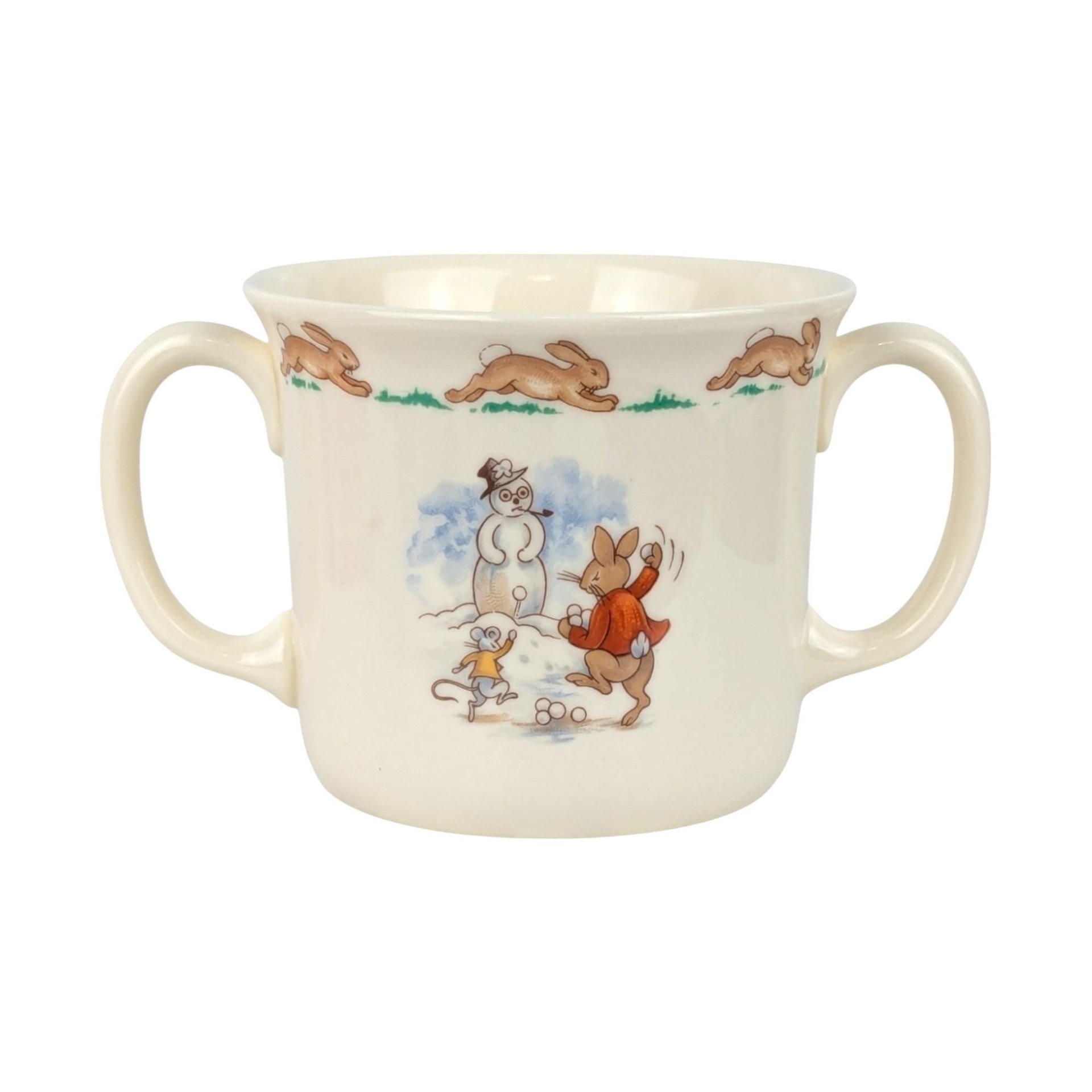 Vintage Royal Doulton Bunnykins Sledding 2-Handled Mug