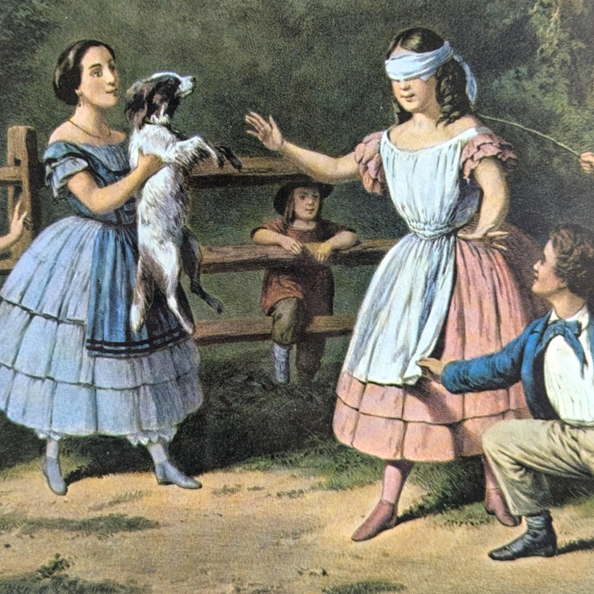 Vintage Currier and Ives Blind Man’s Bluff Framed Print