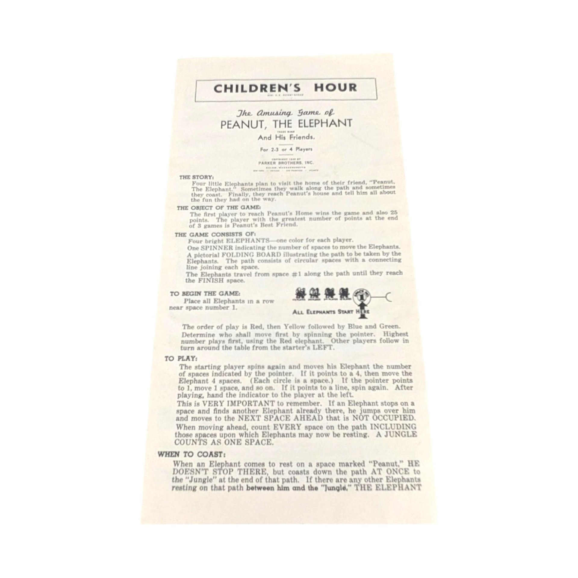 1958 Parker Brothers The Children's Hour Game