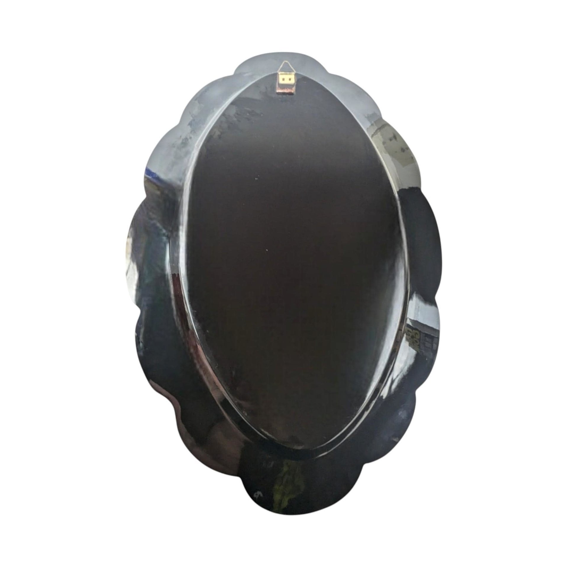 Vintage Asian Black Lacquer Mother of Pearl Inlaid Wall Plaque