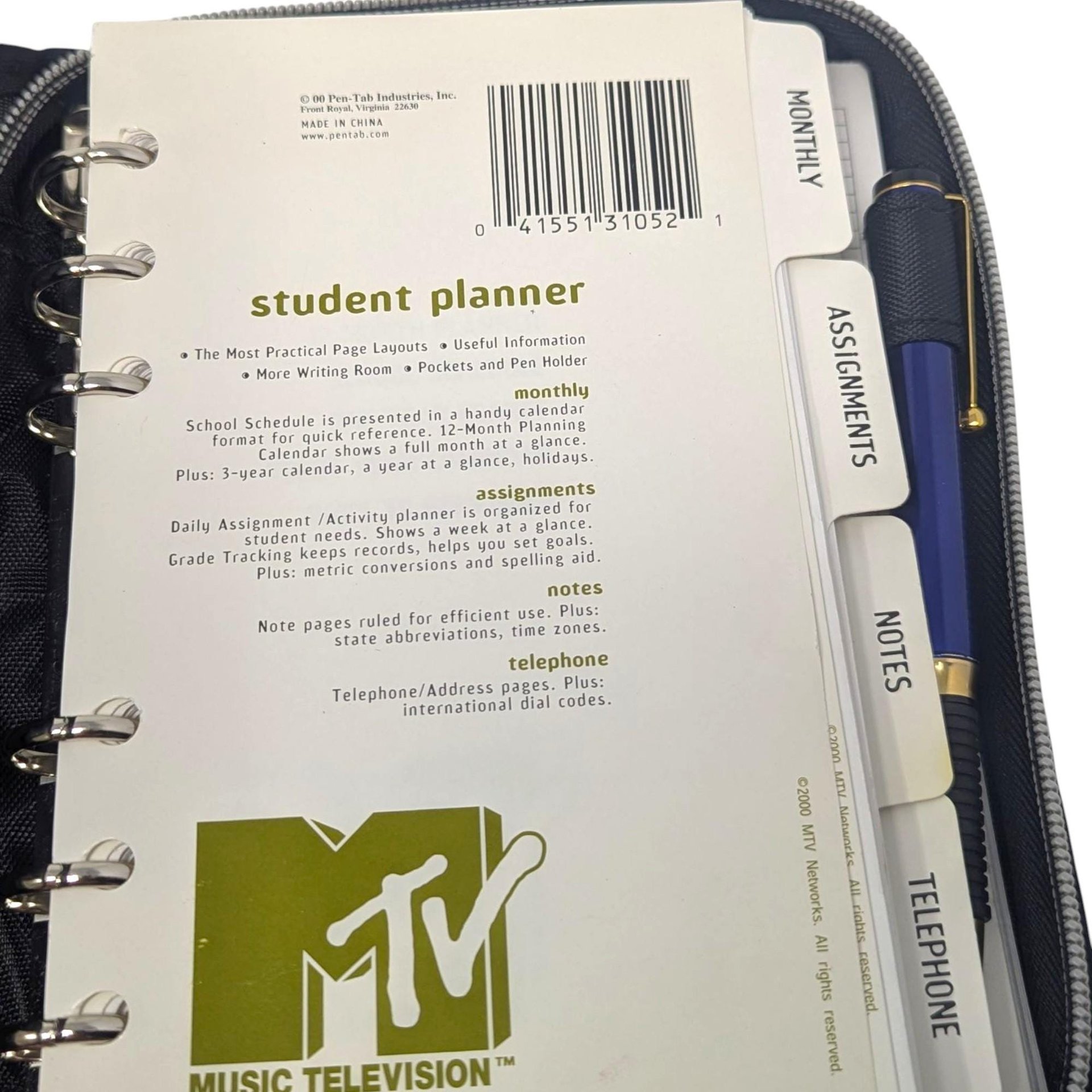 2000 MTV Student Planner in Zippered Case