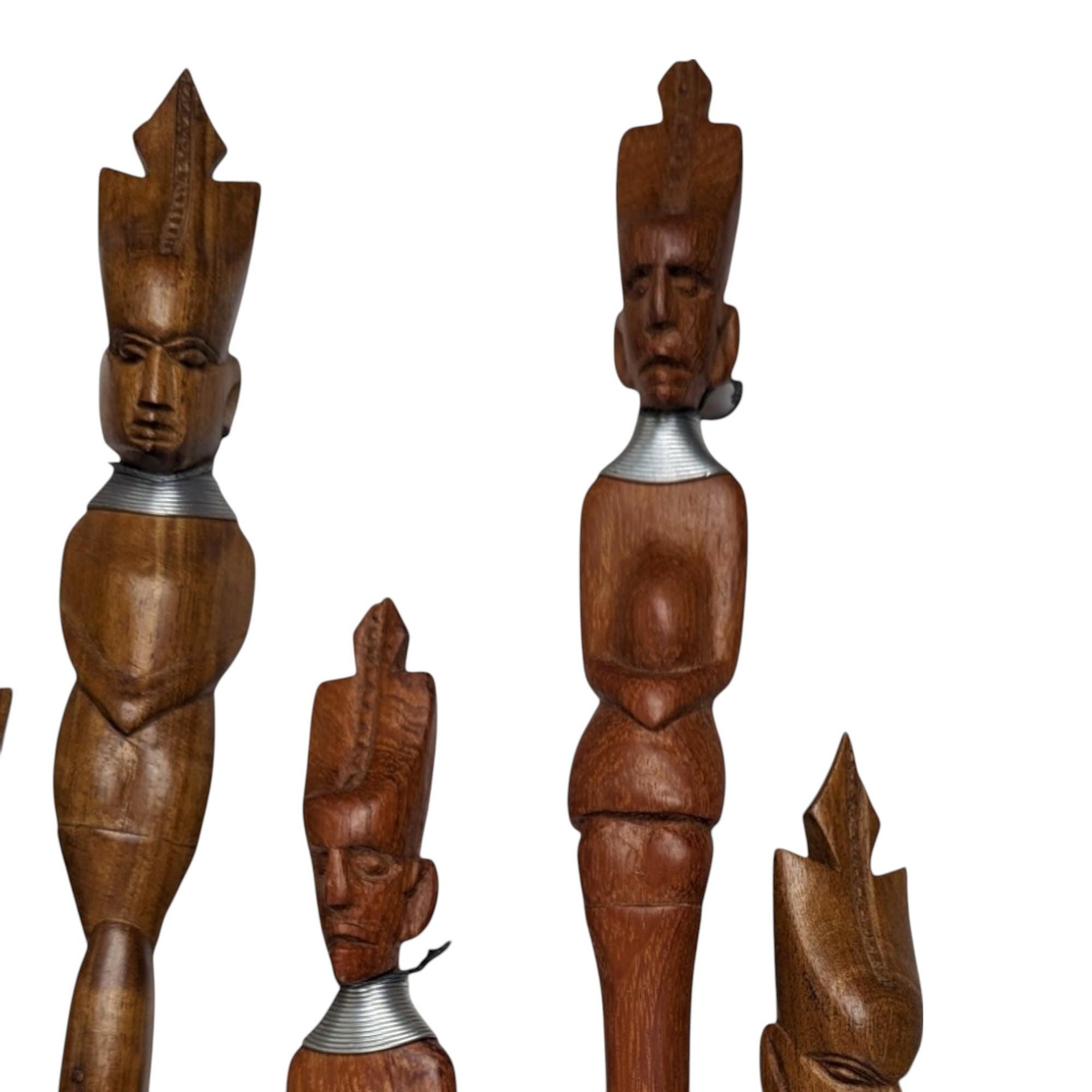 Vintage Hand Carved African Tribal Wooden Utensil Set