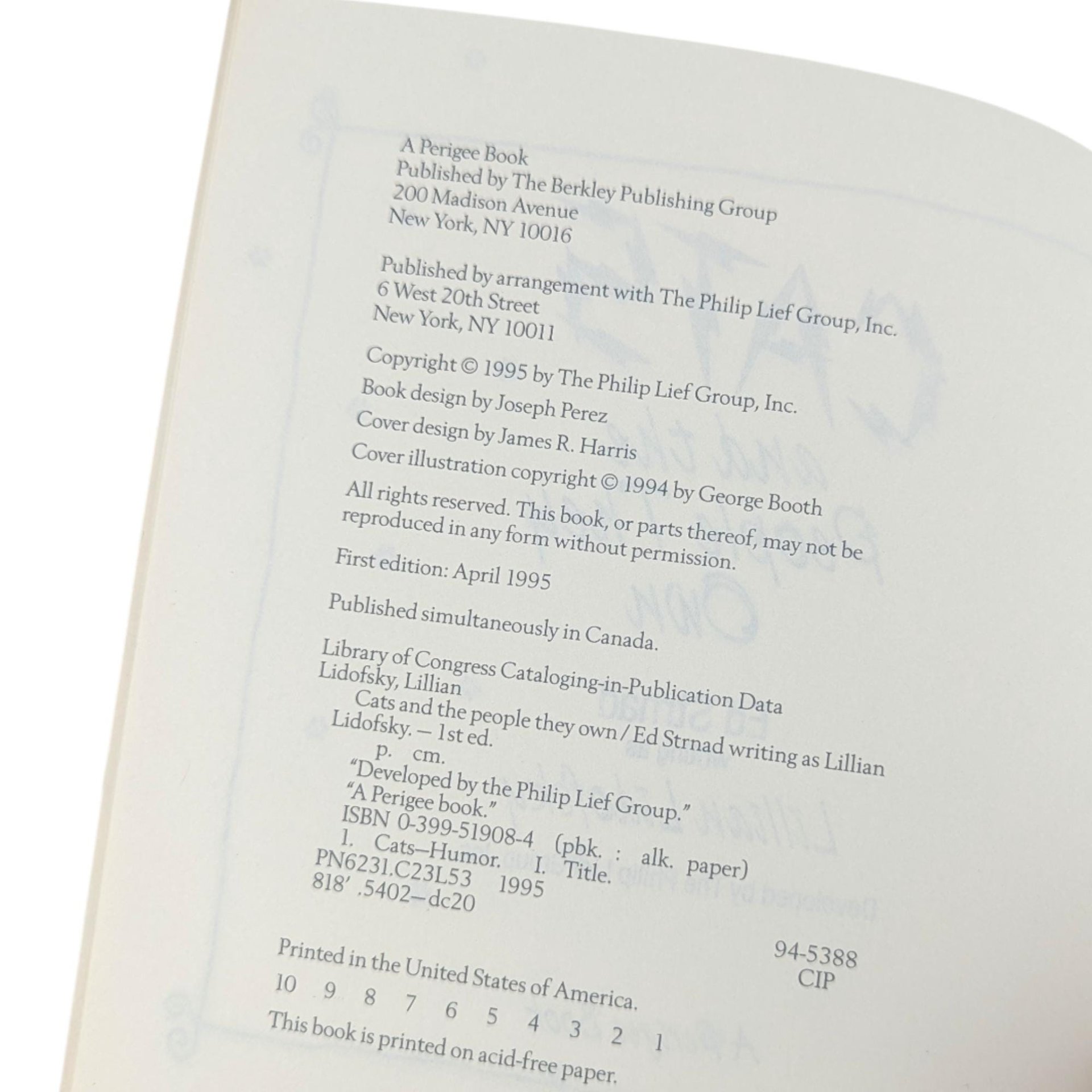 1995 Cats and the People They Own Ed Strnad Softcover