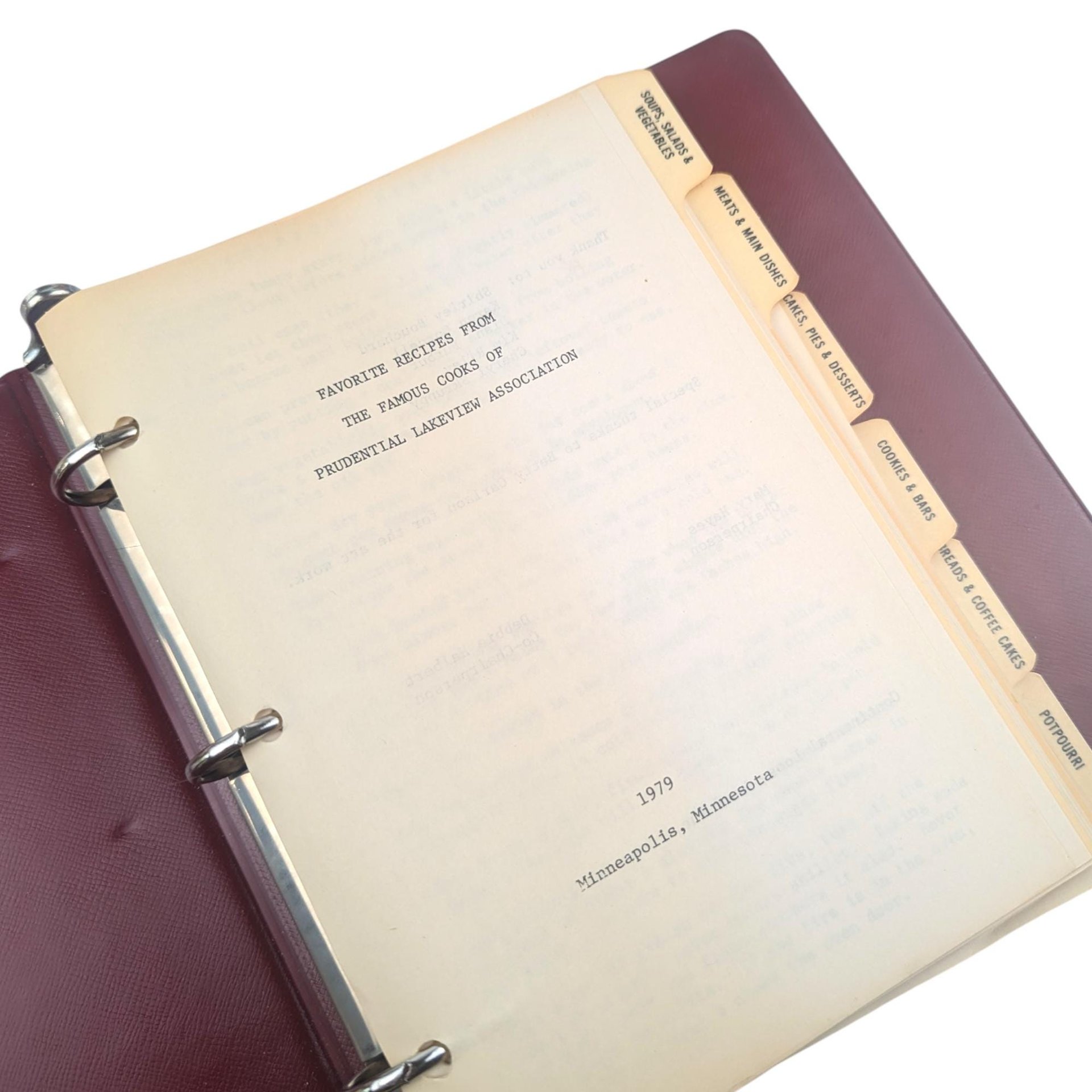 1979 PLA Cookbook Minneapolis 3-Ring Binder