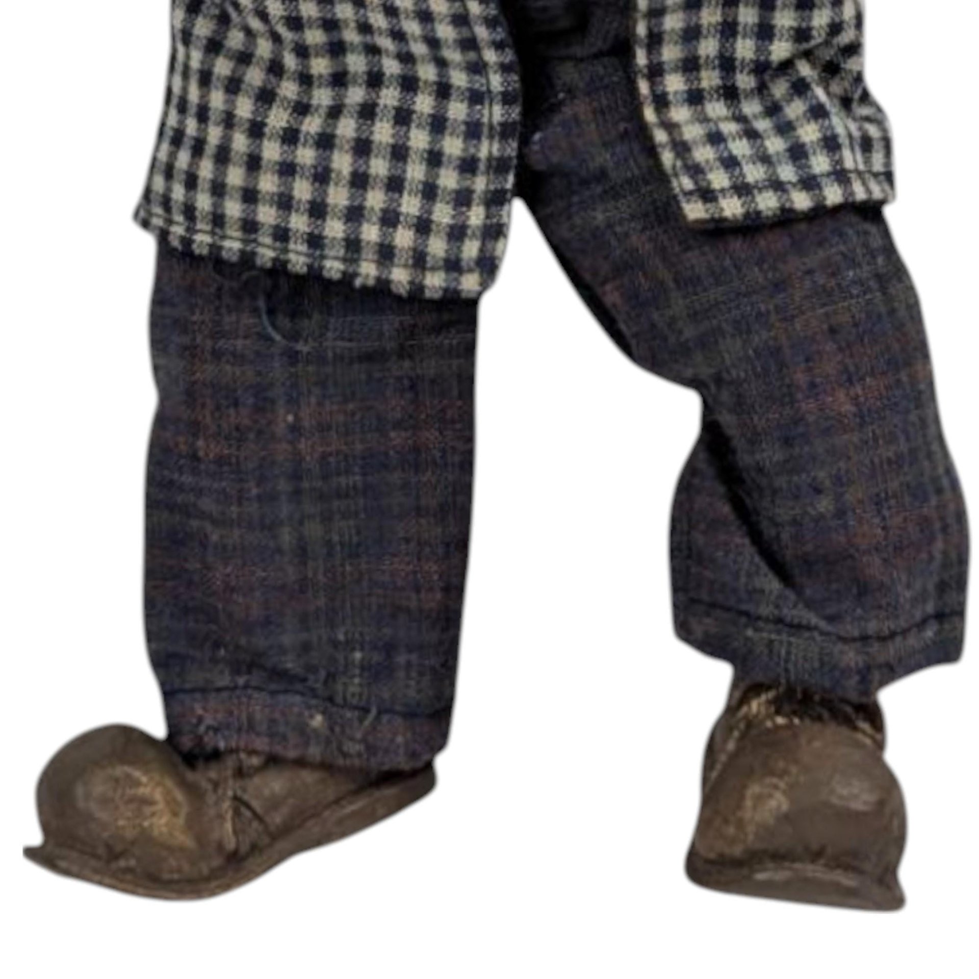 Vintage 10" Posable Hobo Clown in Plaid