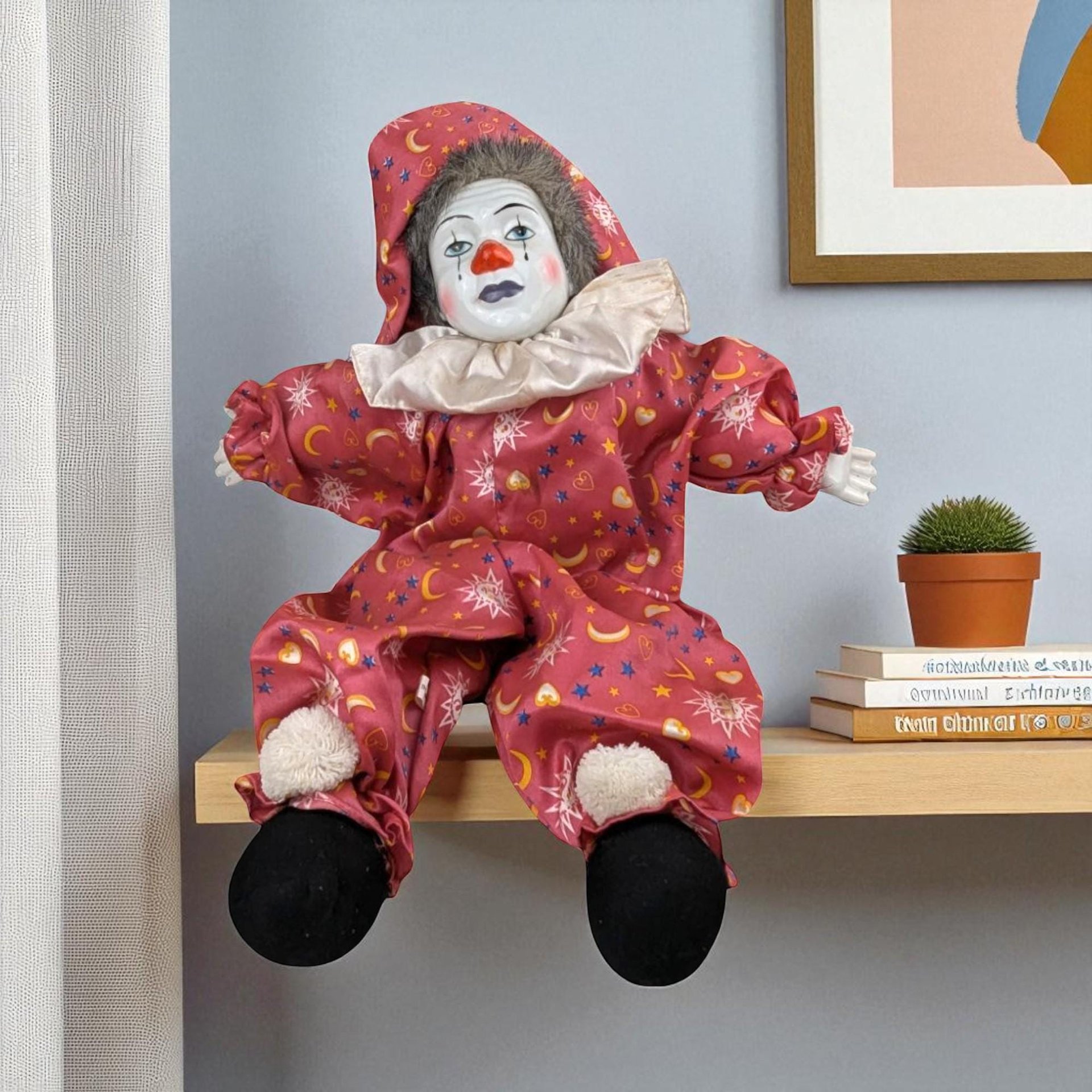 Vintage Celestial Sun and Moon Porcelain Clown