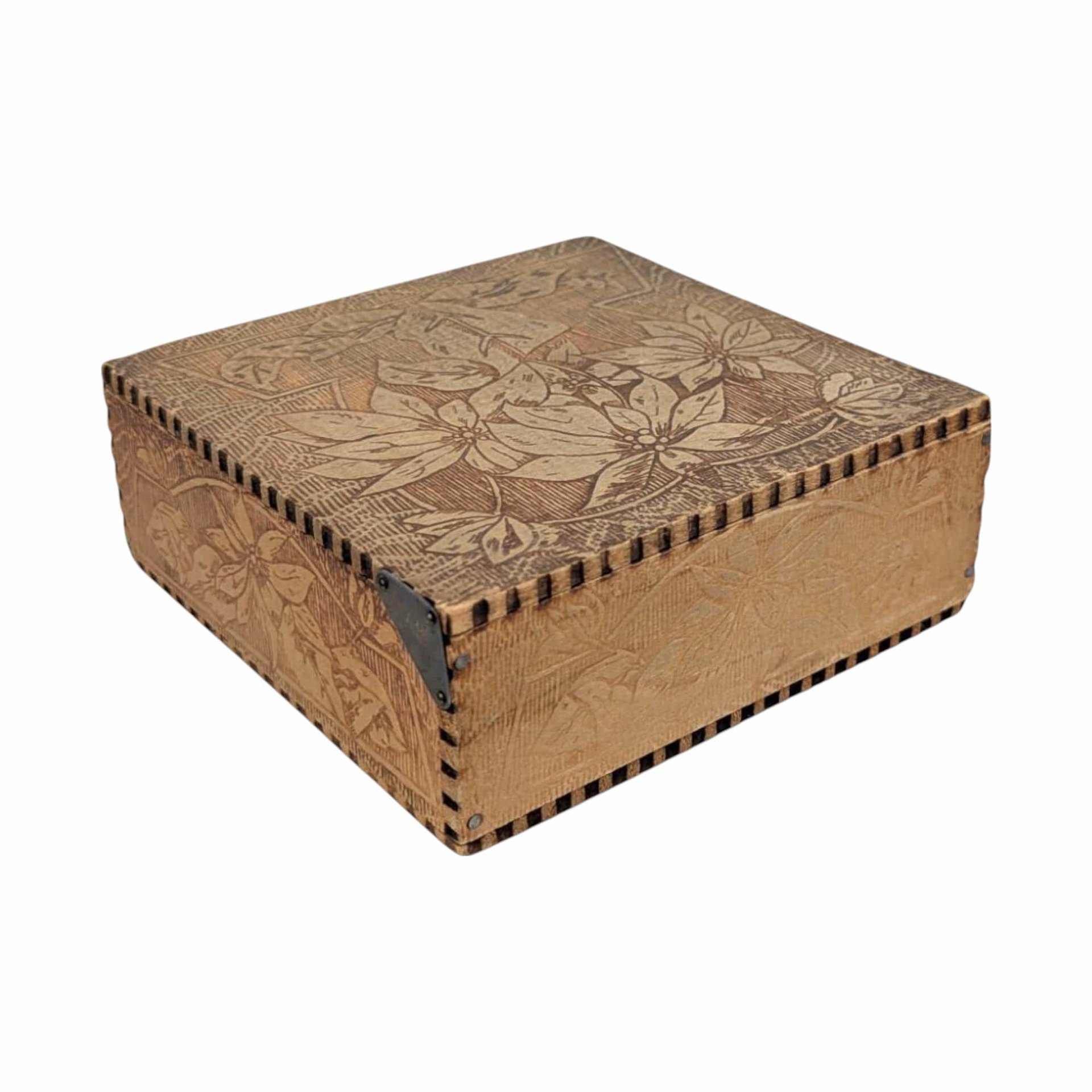 Vintage Pyrography Wood Box with Furry Face