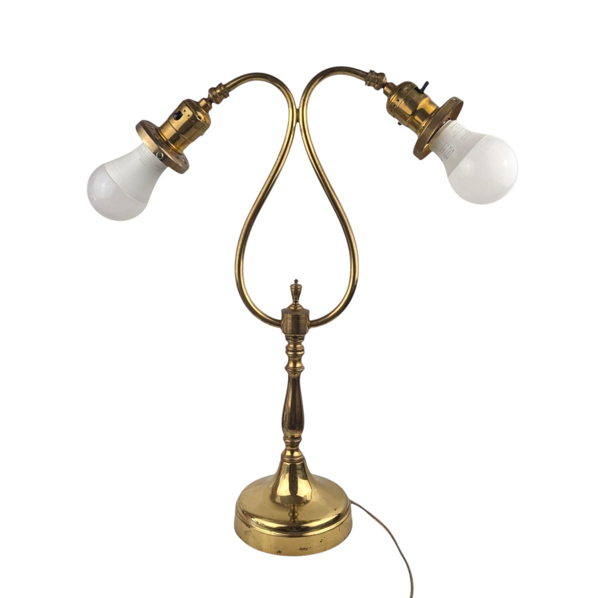 Vintage Double Brass Goose-Neck Table Lamp