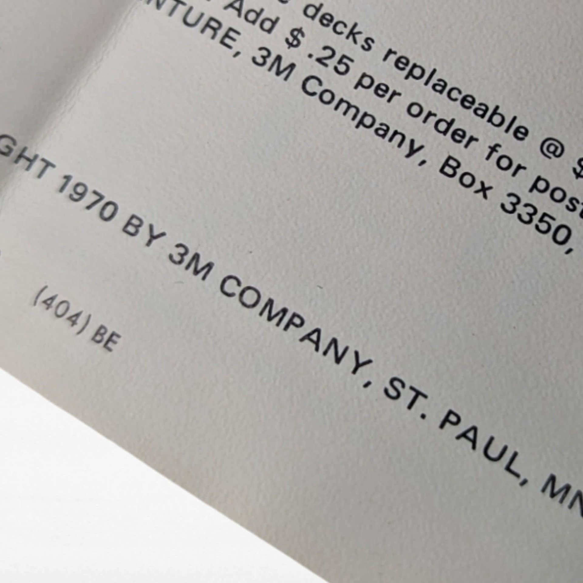 1970 3M Venture Finance Card Game