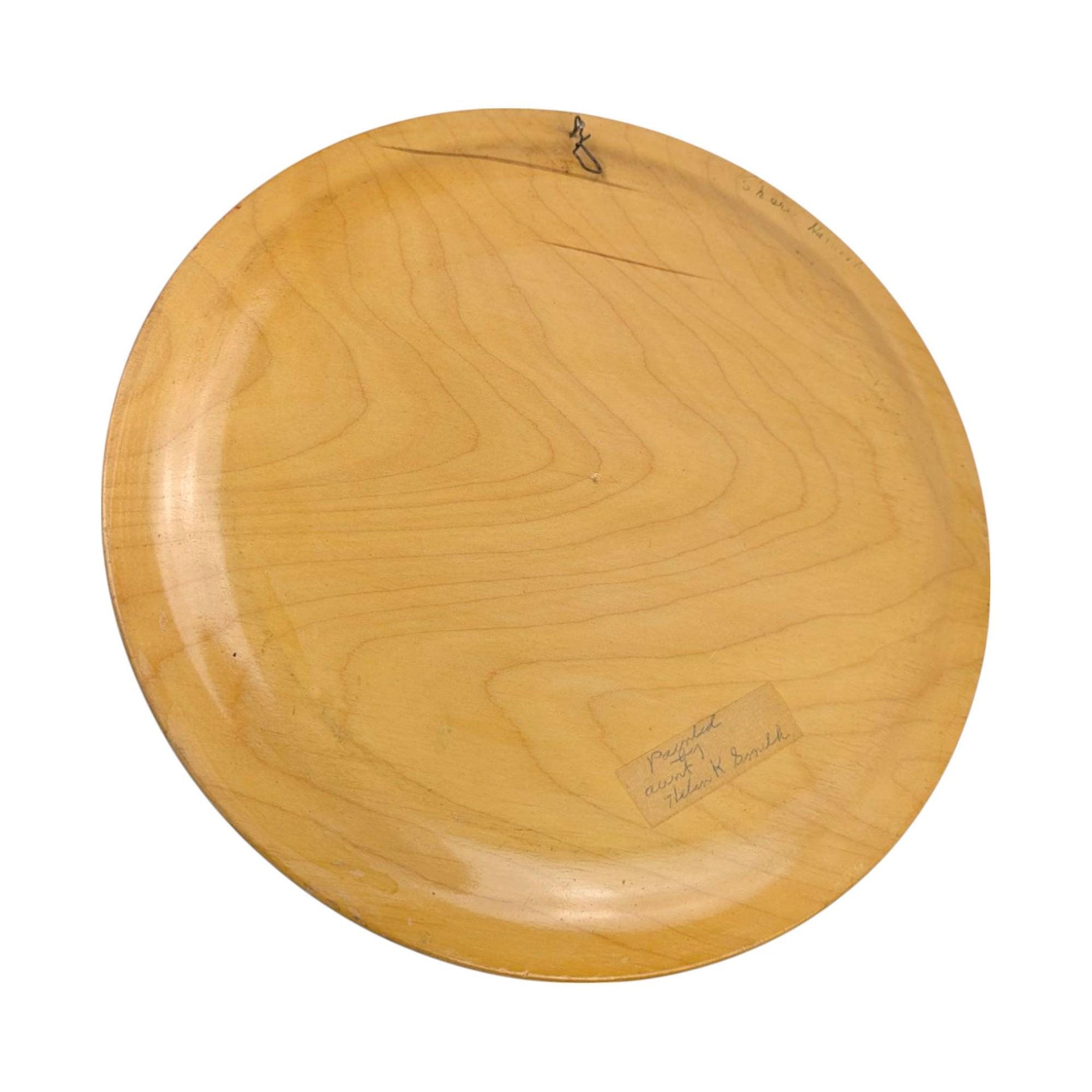 Pair of Vintage Hand-Painted Floral Wooden Plates