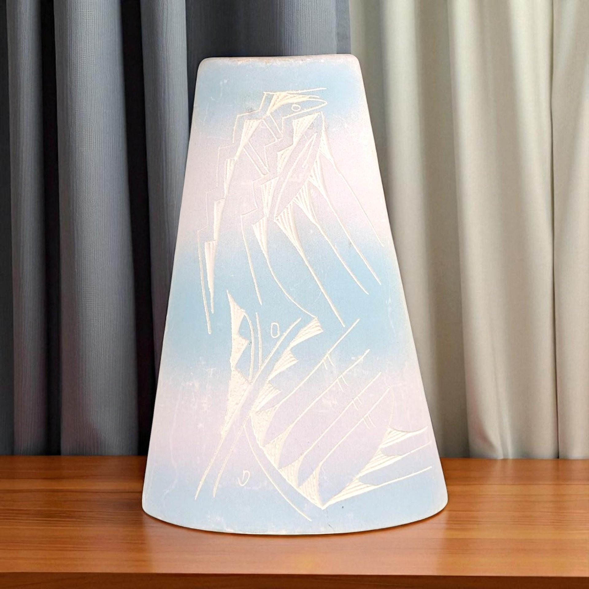 Vintage Handmade Southwestern Etched Pottery Vase