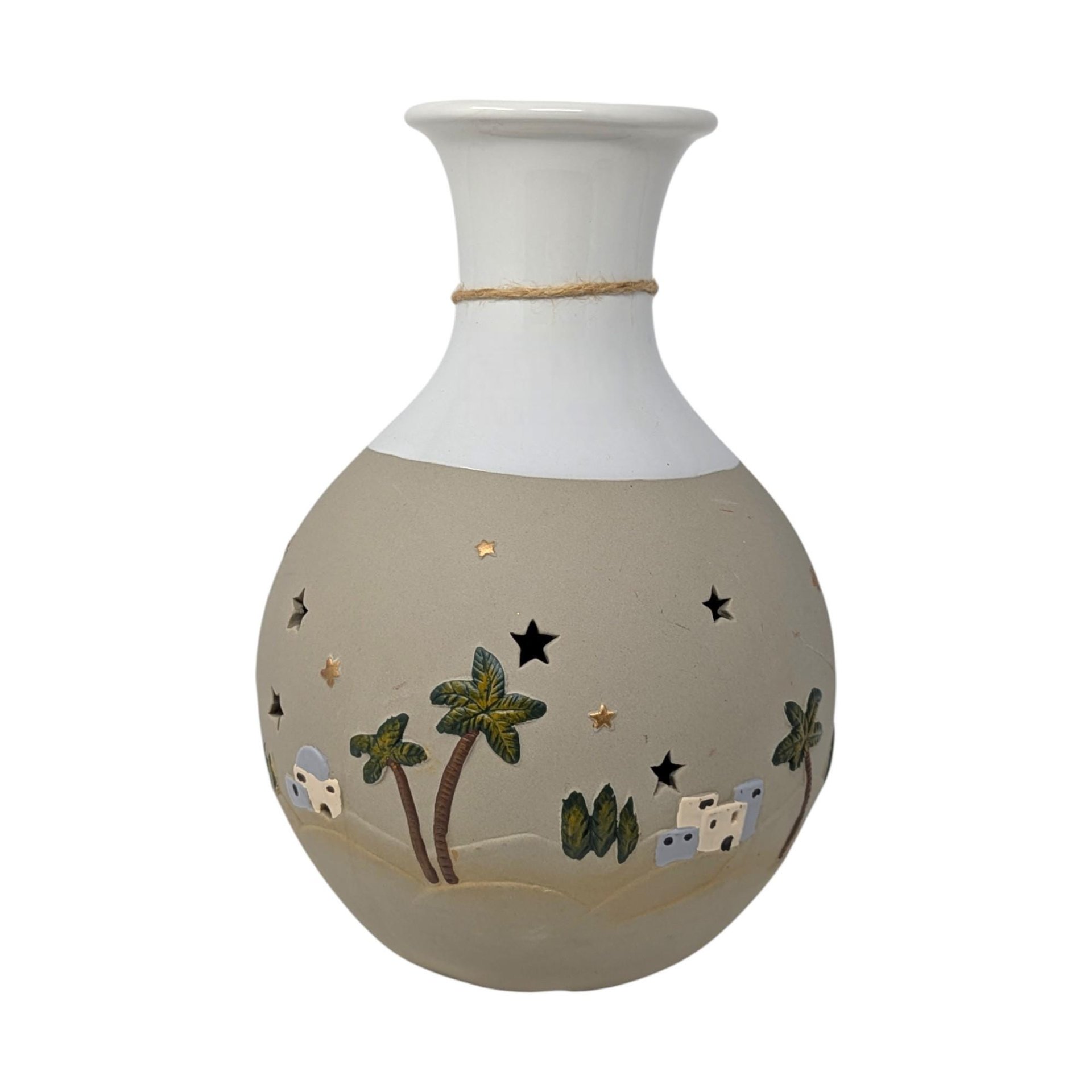 Vintage Roman Ceramic Light-Up Nativity Vase