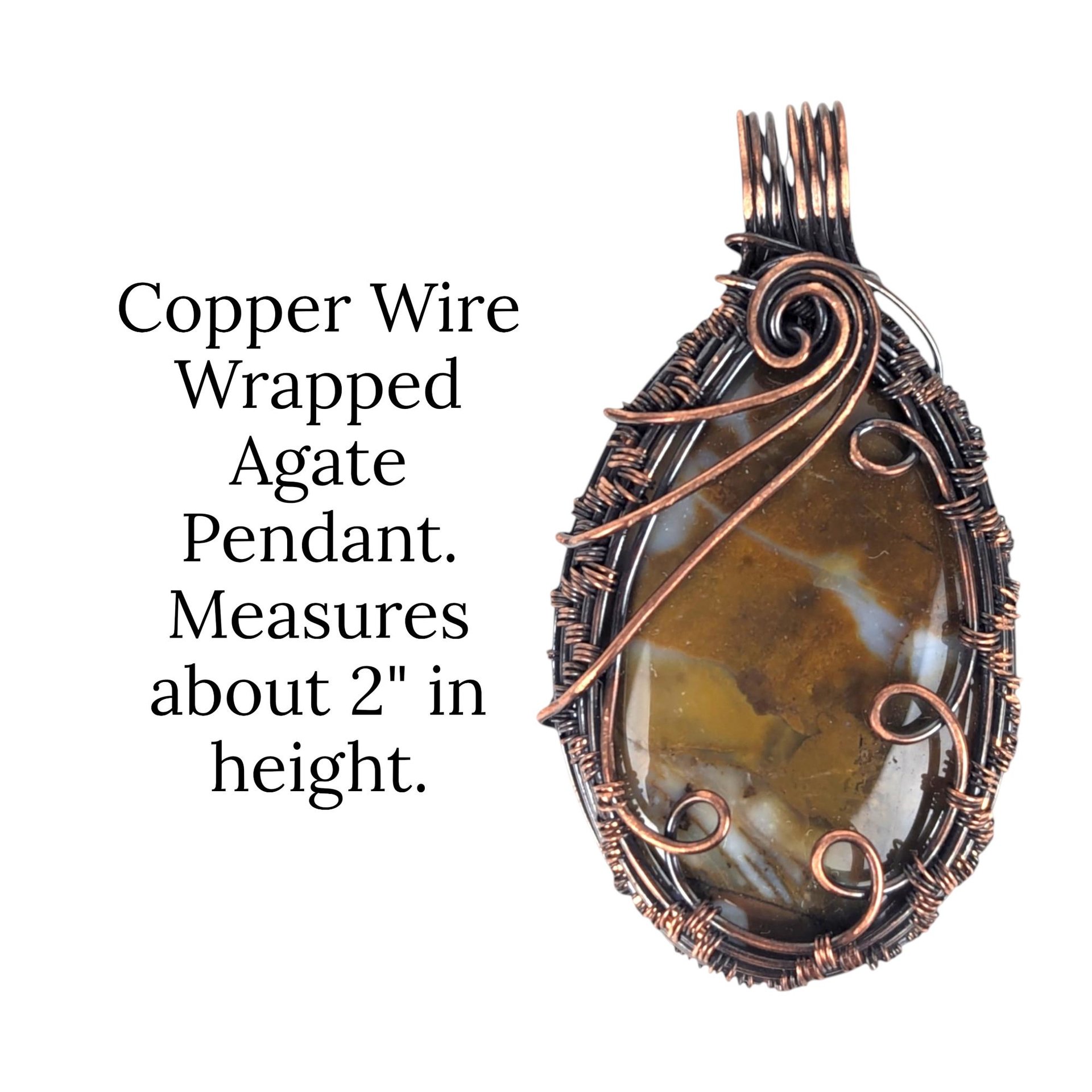 Handmade Copper Wire Wrapped Agate Pendant