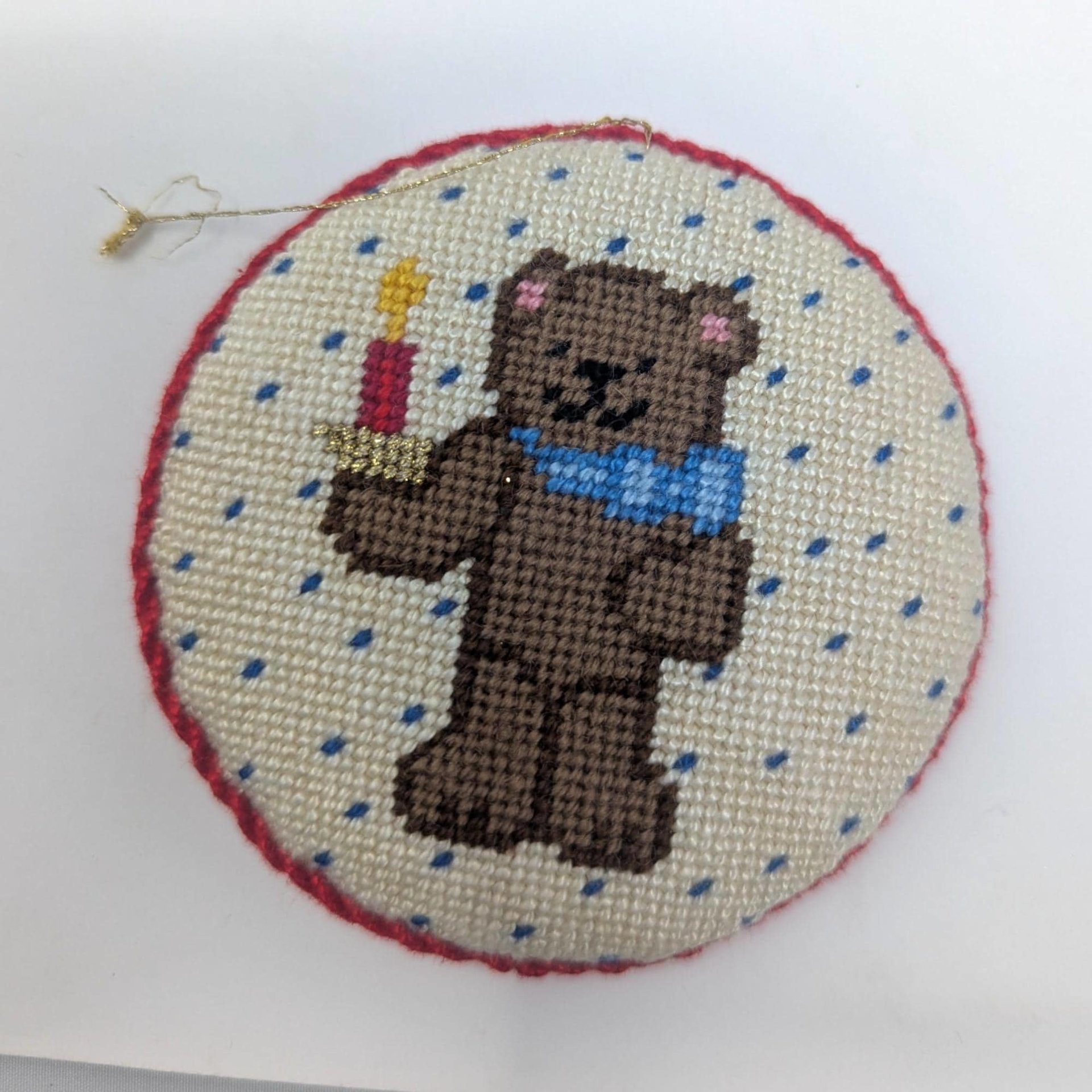 1970s Handcrafted Needlepoint and Cross Stitch Christmas Ornament Set of 8