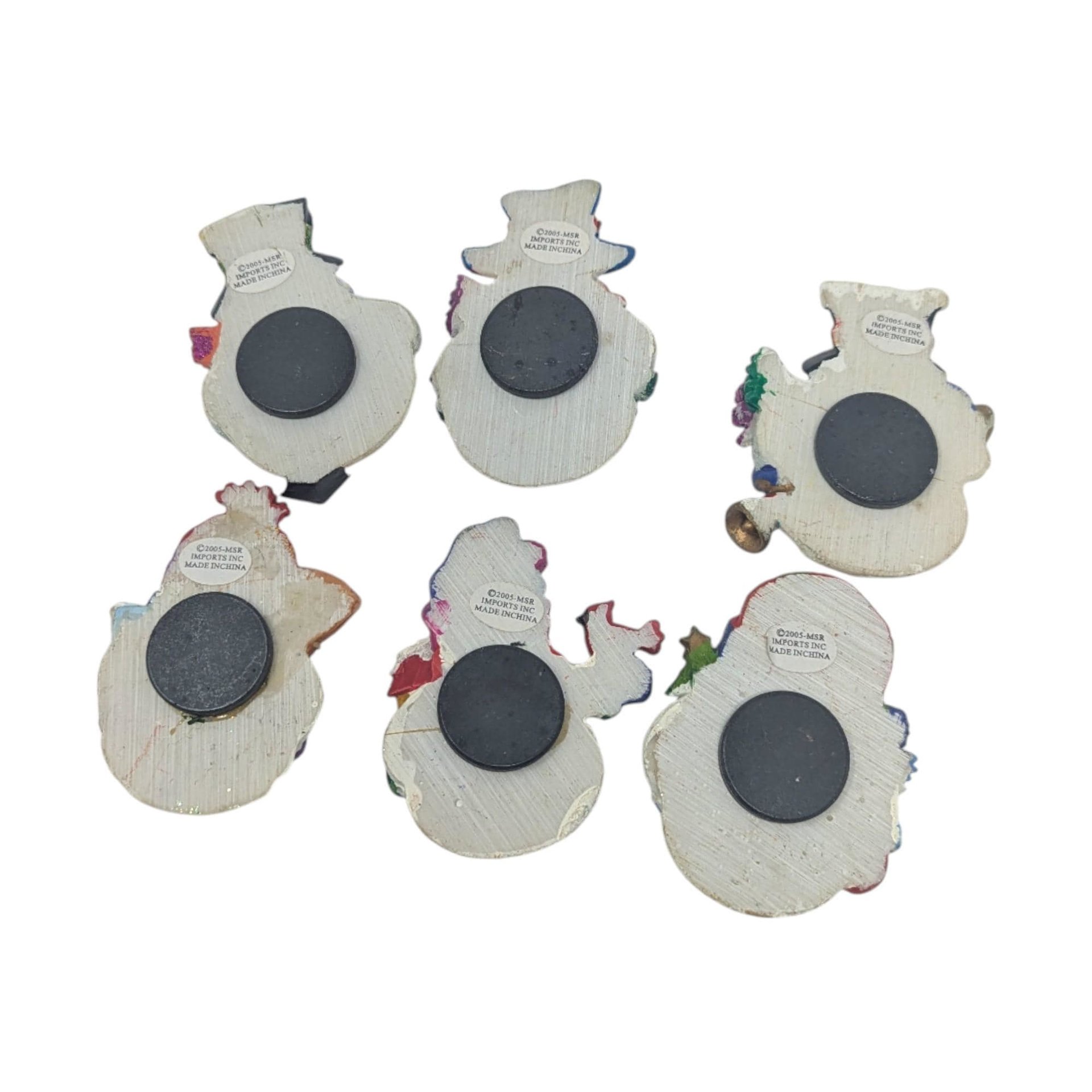 2005 MSR Resin Snowman Refrigerator Magnets Set of 6