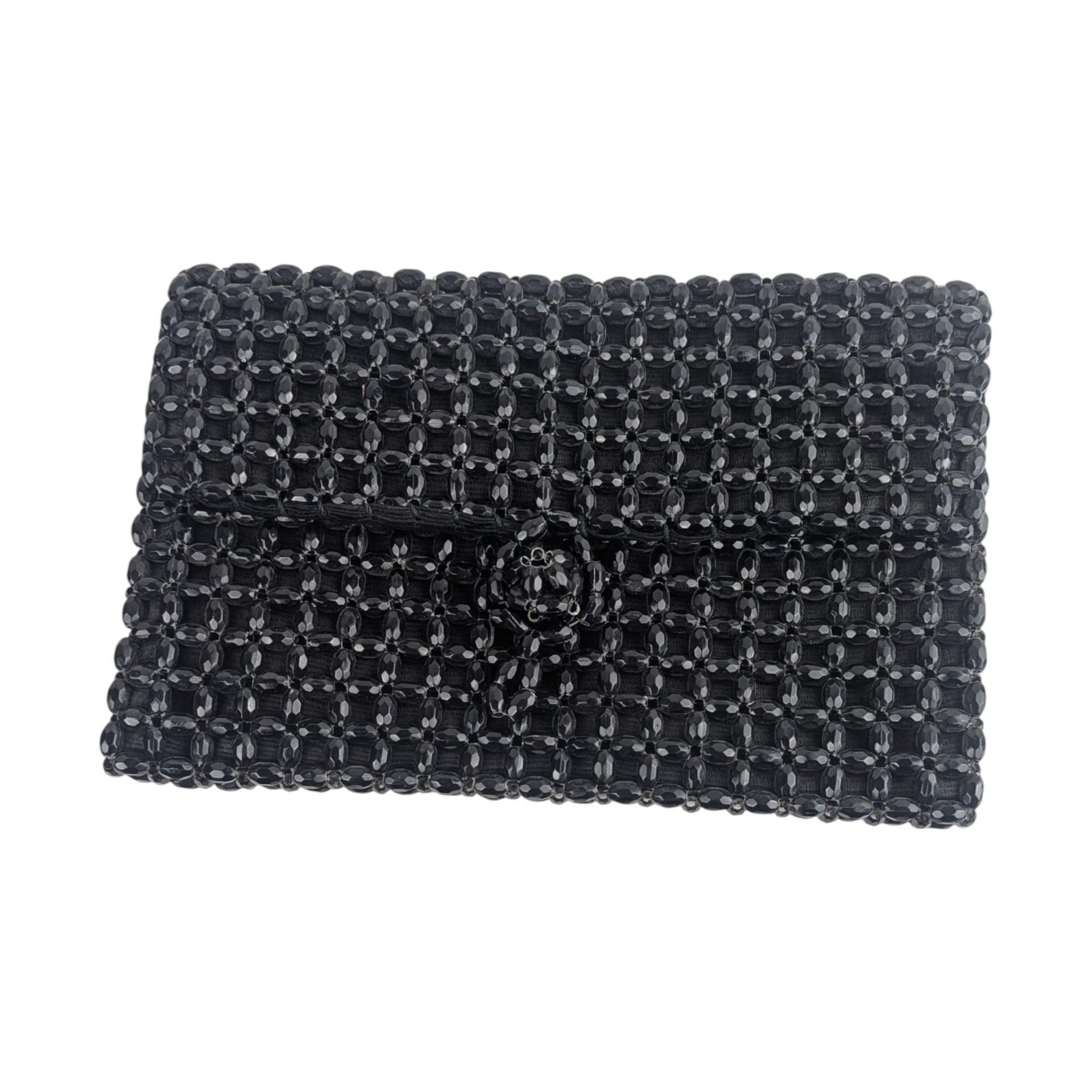 Vintage Barbara Lee Black Beaded Clutch