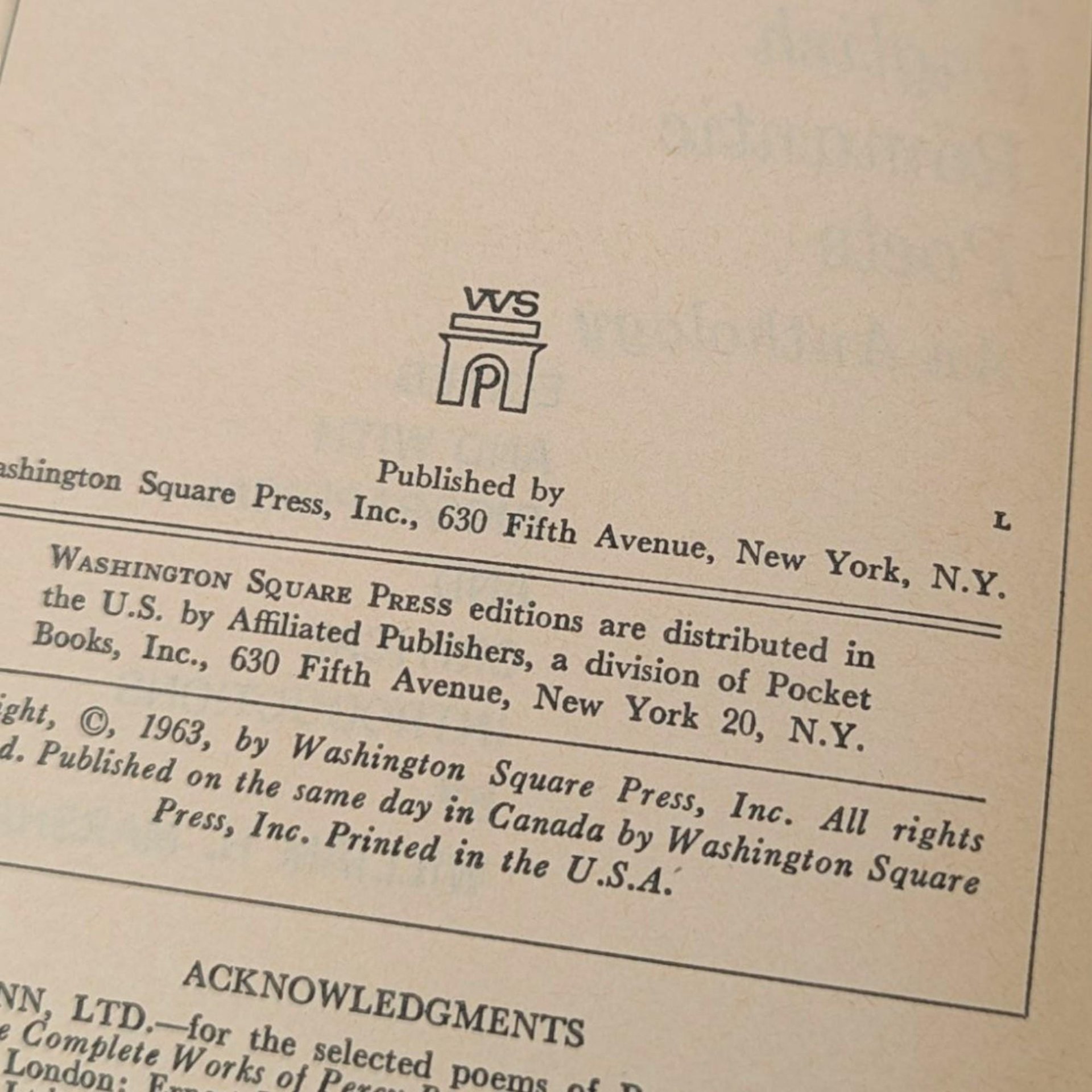 1963 'The Major English Romantic Poets' Softcover Book