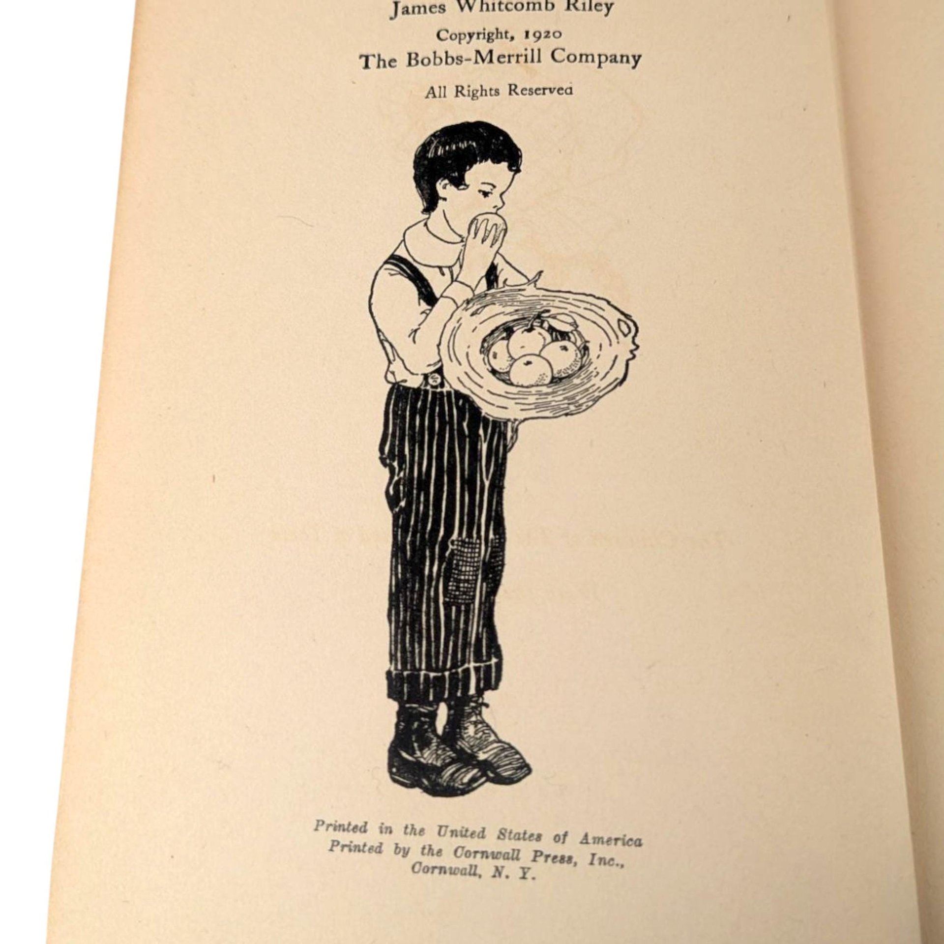 1920 'The Best Loved Poems of James Whitcomb Riley' Hardcover Book