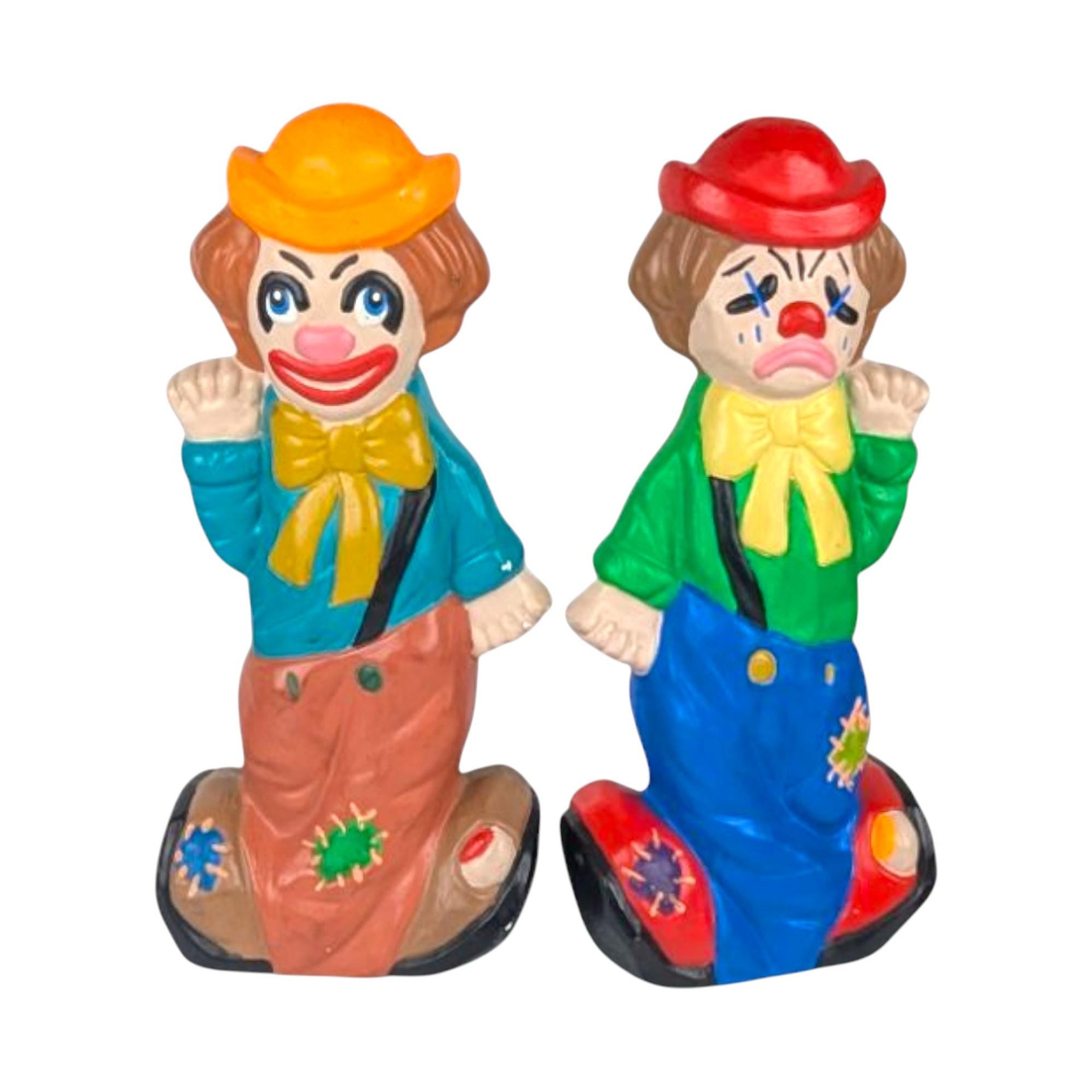 1975 Happy and Sad Ceramic Clown Banks Pair