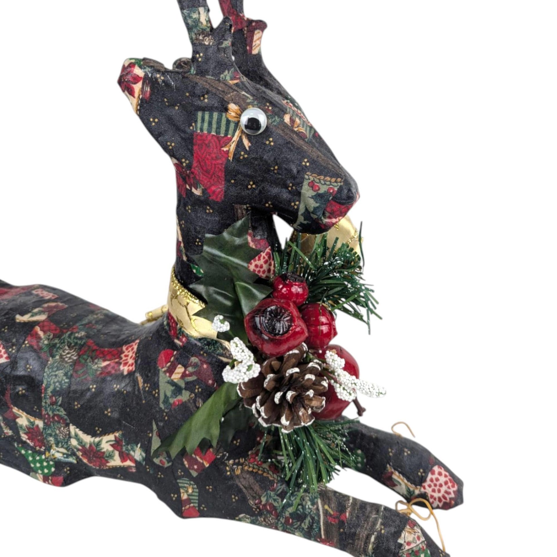 Vintage Mid-Century Paper Mache Christmas Reindeer Pair