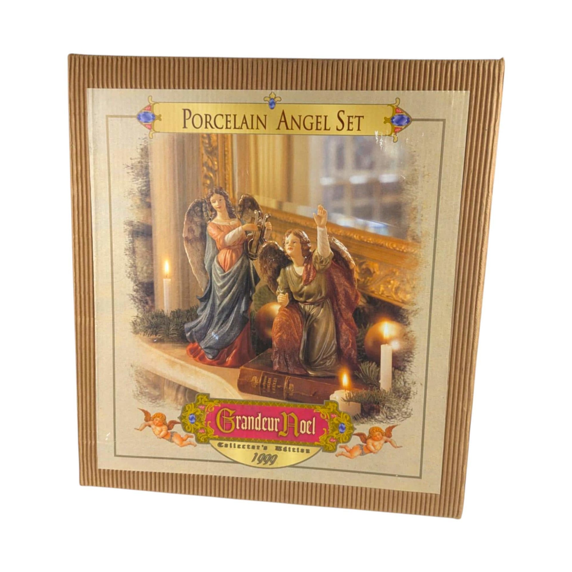 1999 Grandeur Noel Porcelain Angel Figurine Pair