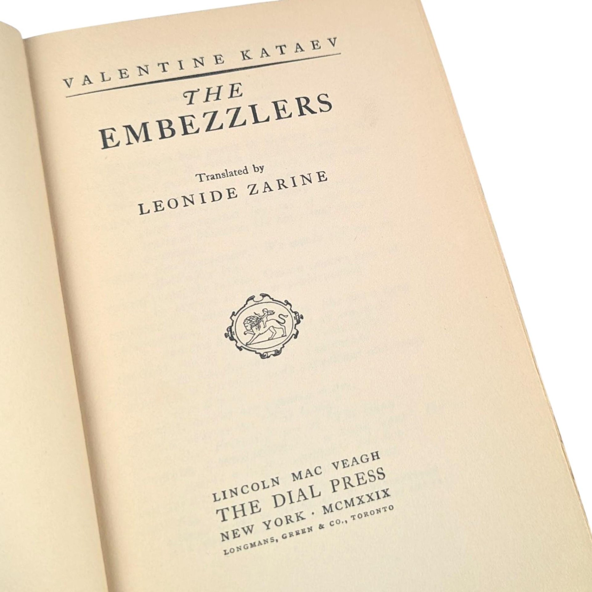 1929 'The Embezzlers' by Valentine Kataev Hardcover Book