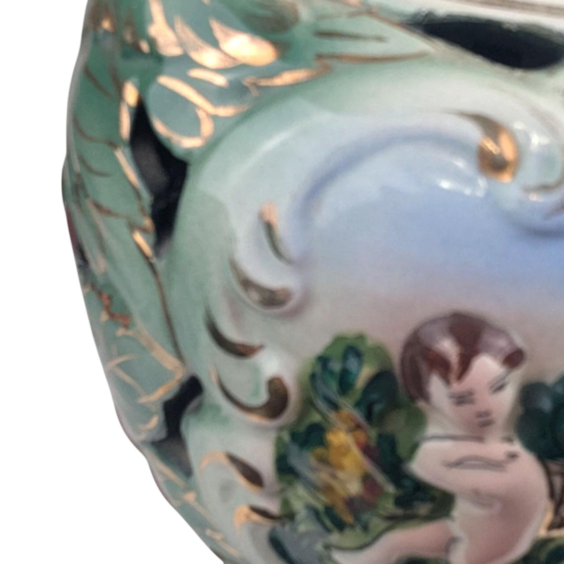 Vintage Italian Capodimonte Style Cherub Lamp