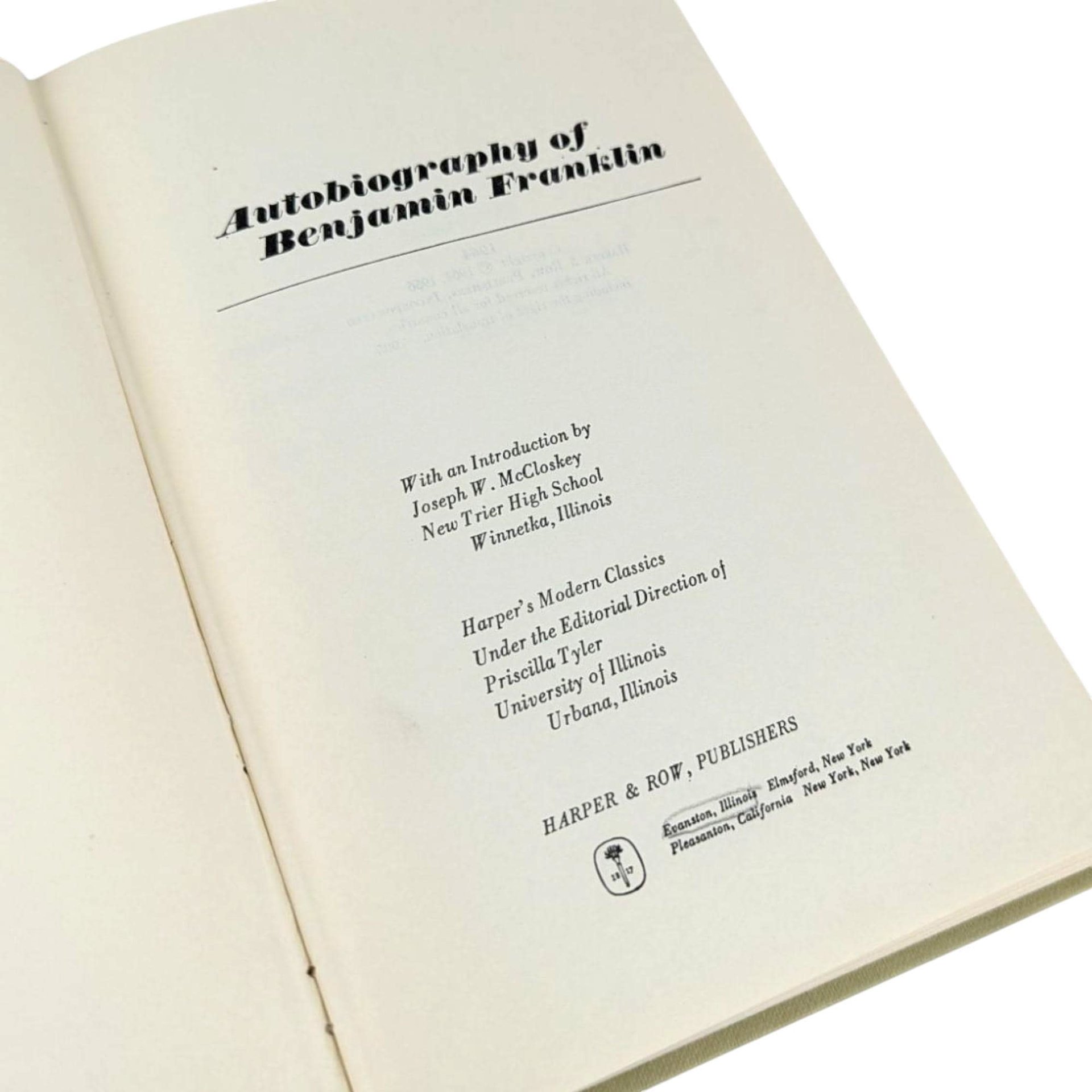 1956 'Autobiography of Benjamin Franklin' Hardcover Book