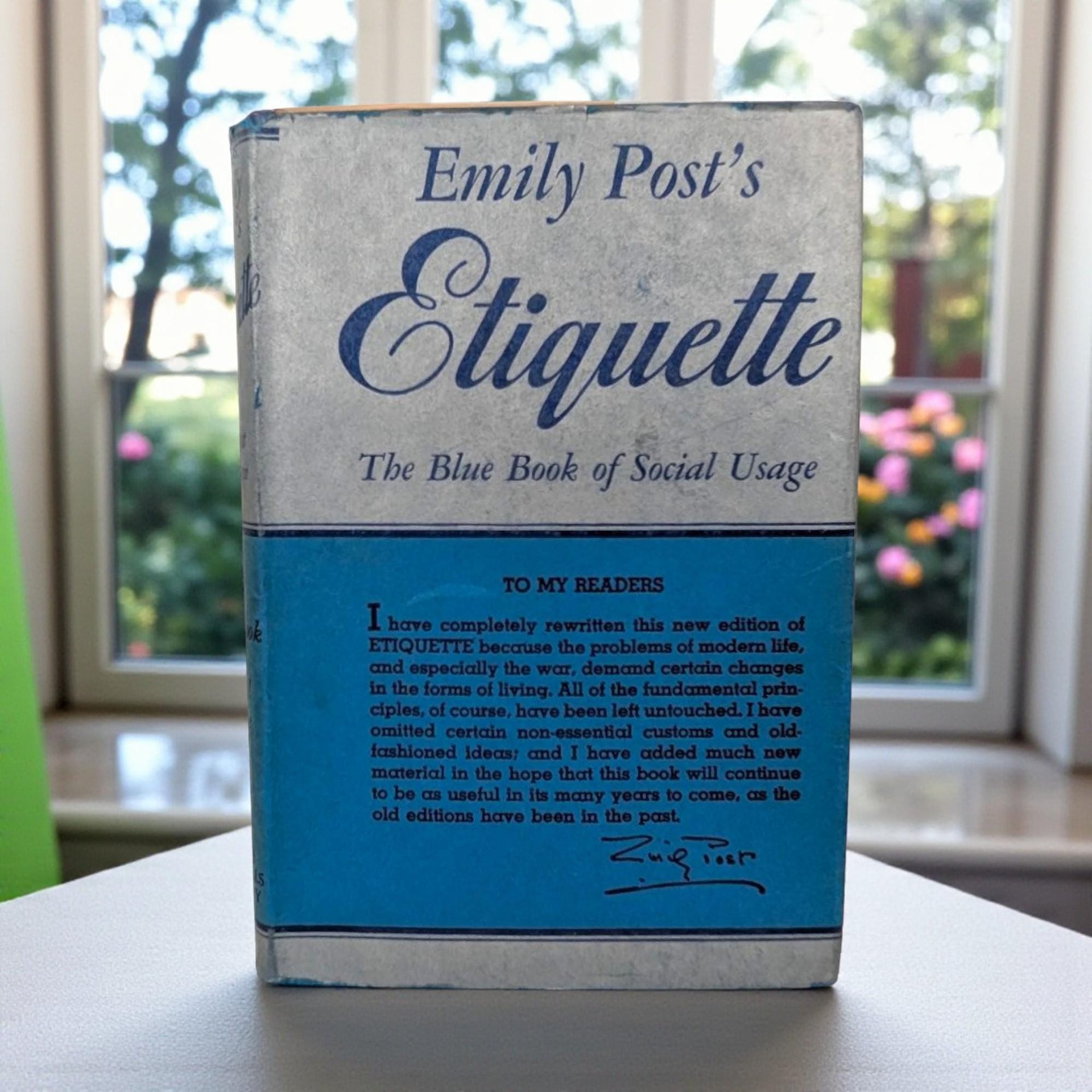 1945 Etiquette: Emily Post Hardcover The Blue Book of Social Usage