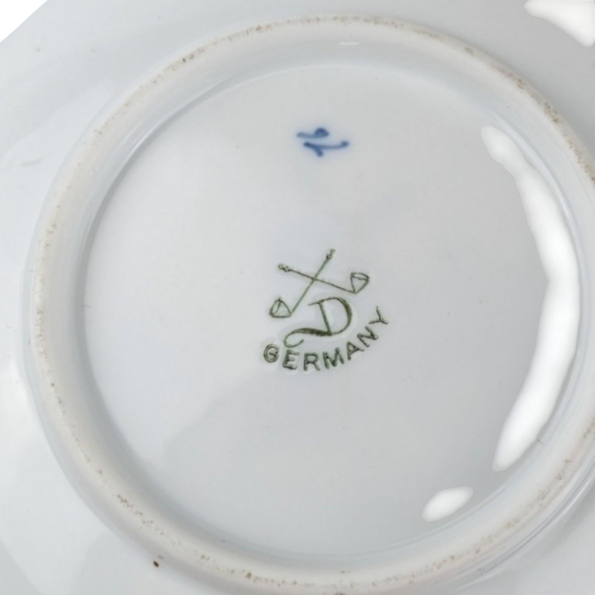 Vintage Blue and White German Plate and Delft Shoe