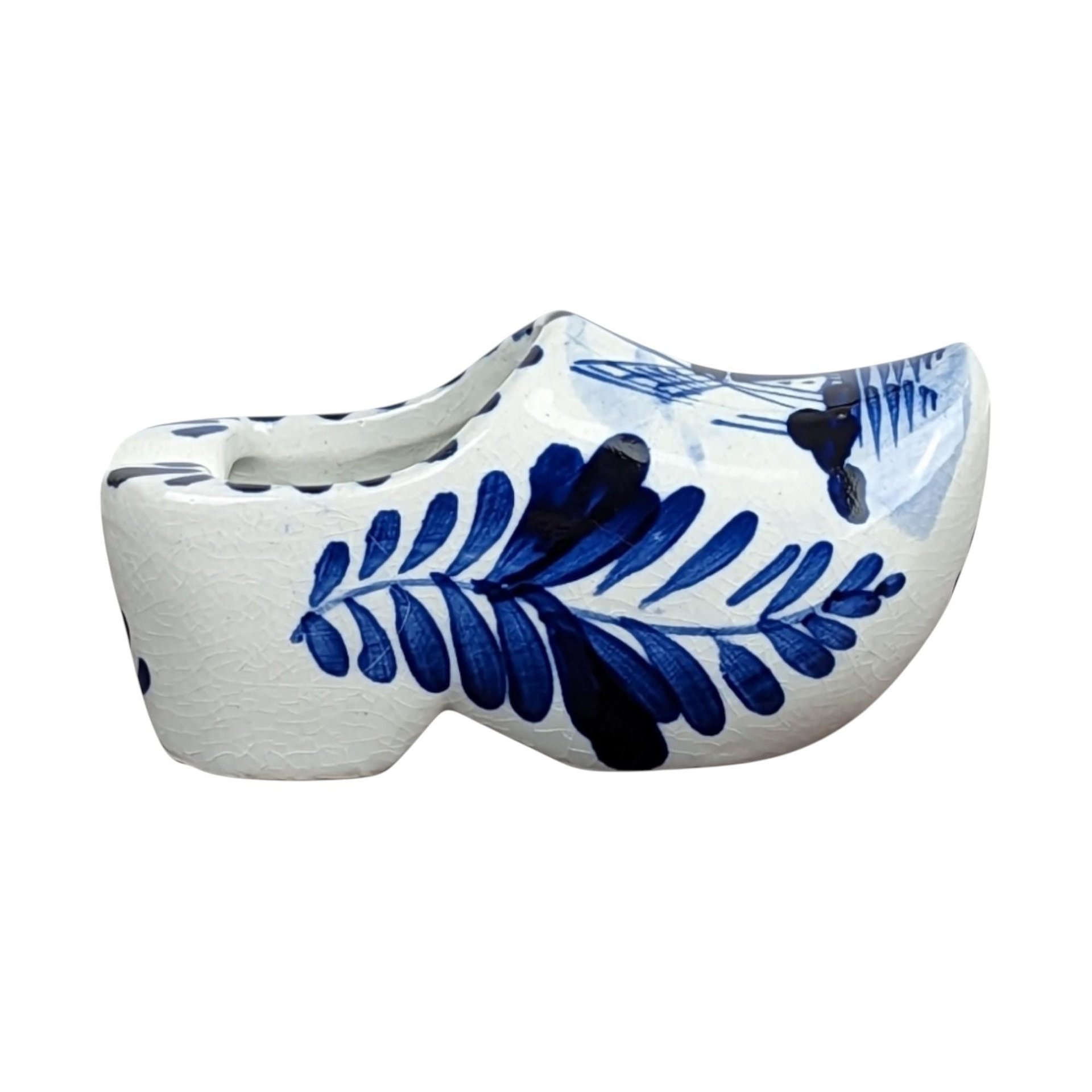 Vintage Blue and White German Plate and Delft Shoe