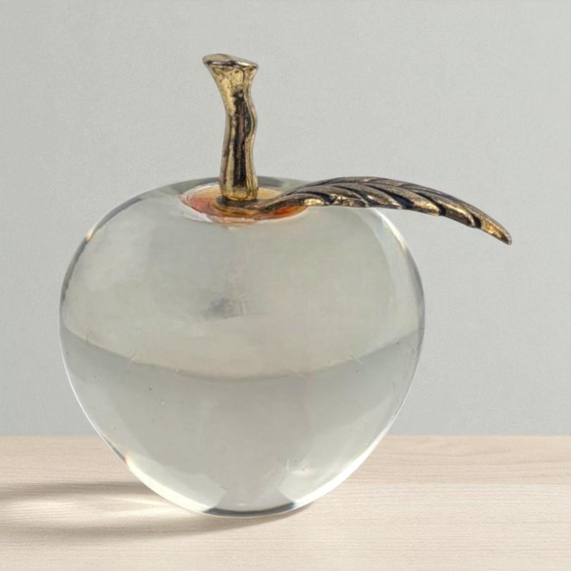 Vintage Clear Glass Apple Paperweight