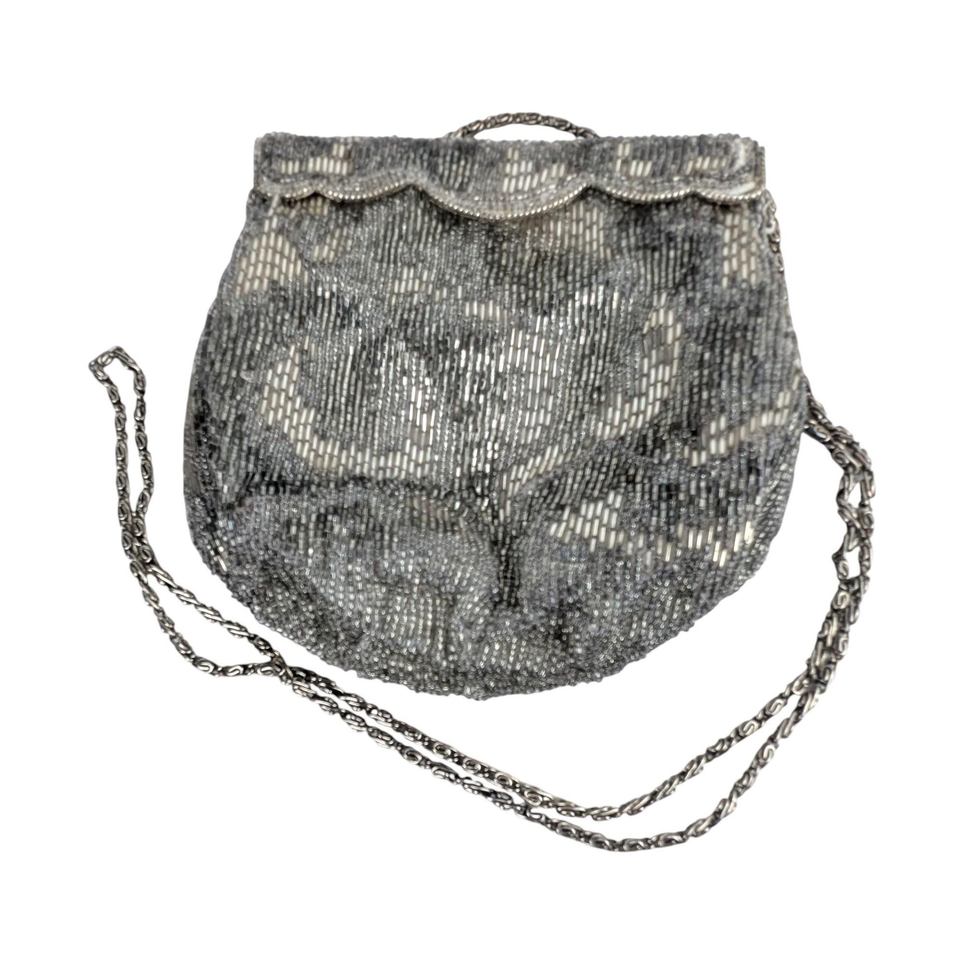 Vintage La Regale Silver Beaded Evening Purse