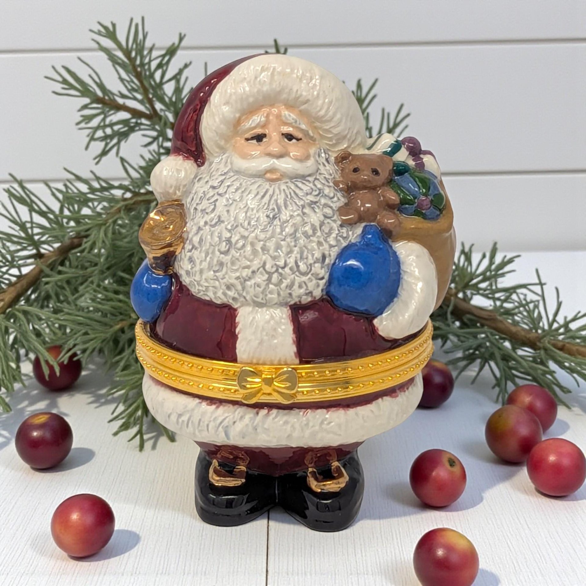 Vintage Ceramic Santa Trinket Box