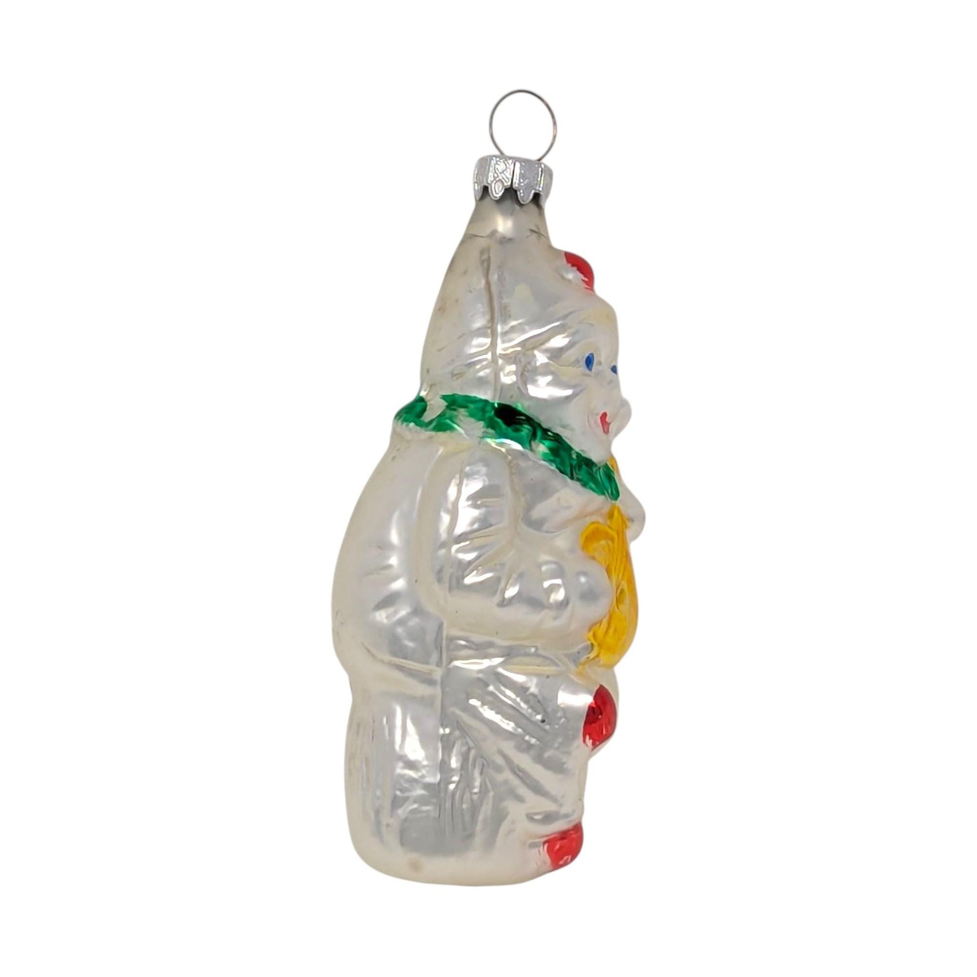 Vintage Blown Glass Clown with Instrument Ornament