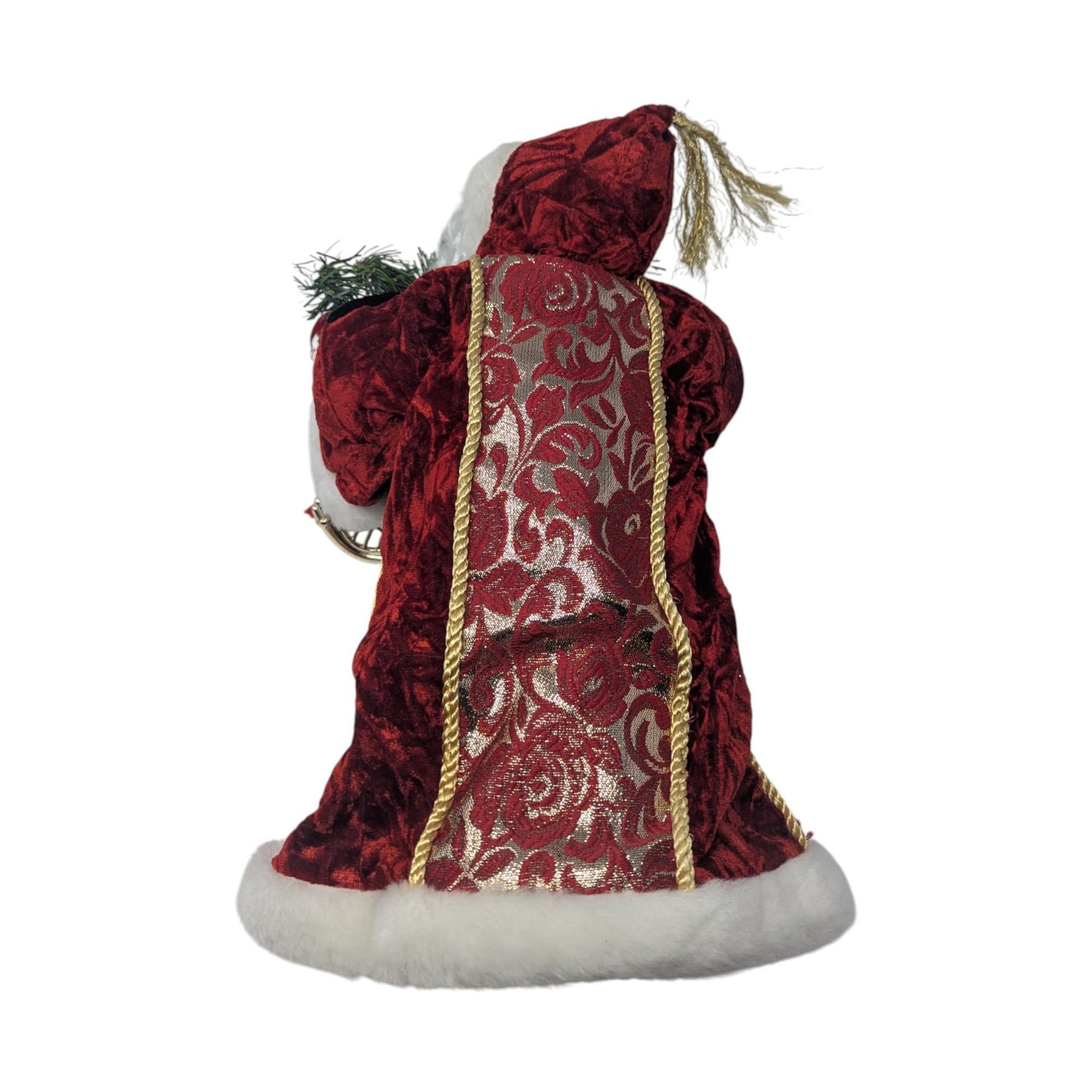 Vintage Burgundy Damask Santa Tree Topper