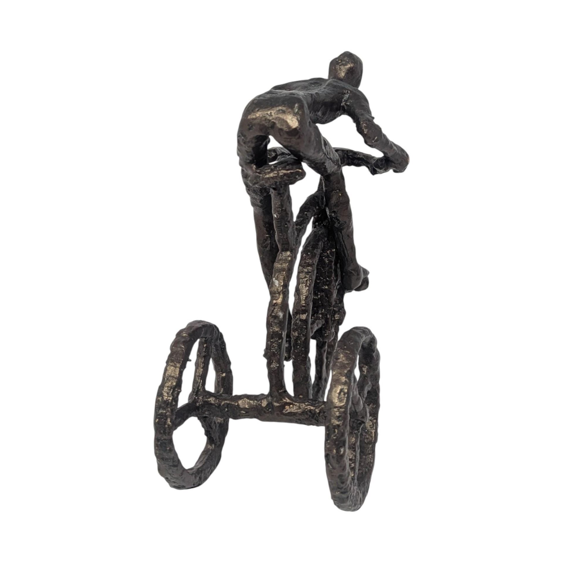 Vintage Brutalist Metal Man on Tricycle Figure