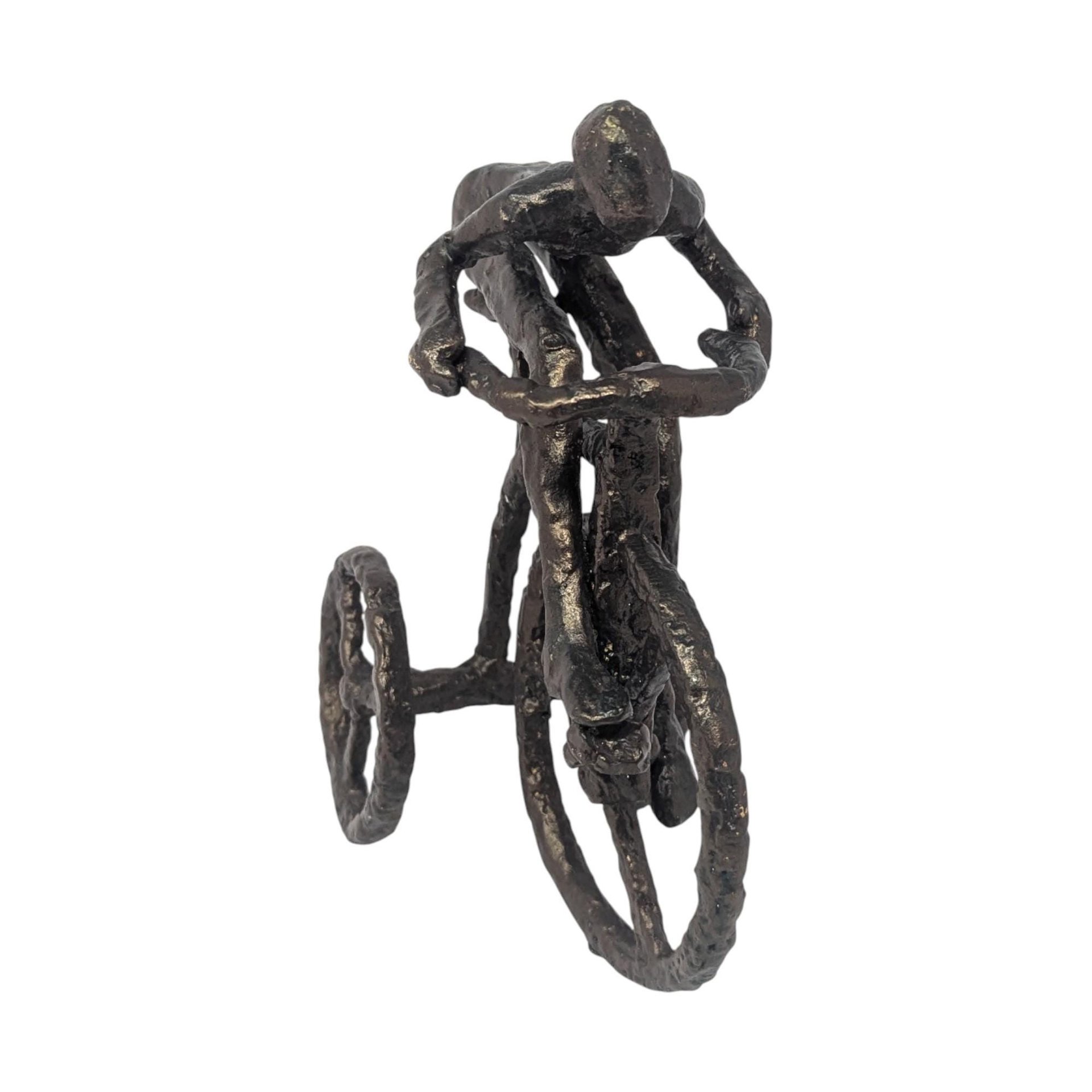 Vintage Brutalist Metal Man on Tricycle Figure