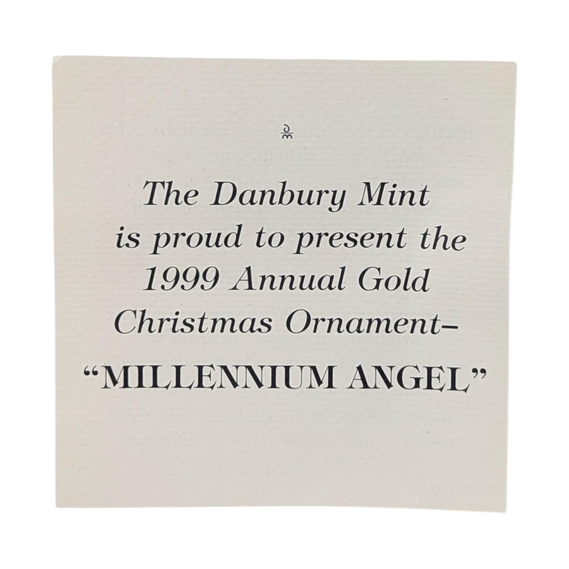 1999 Danbury Mint Millennium Angel Gold Ornament