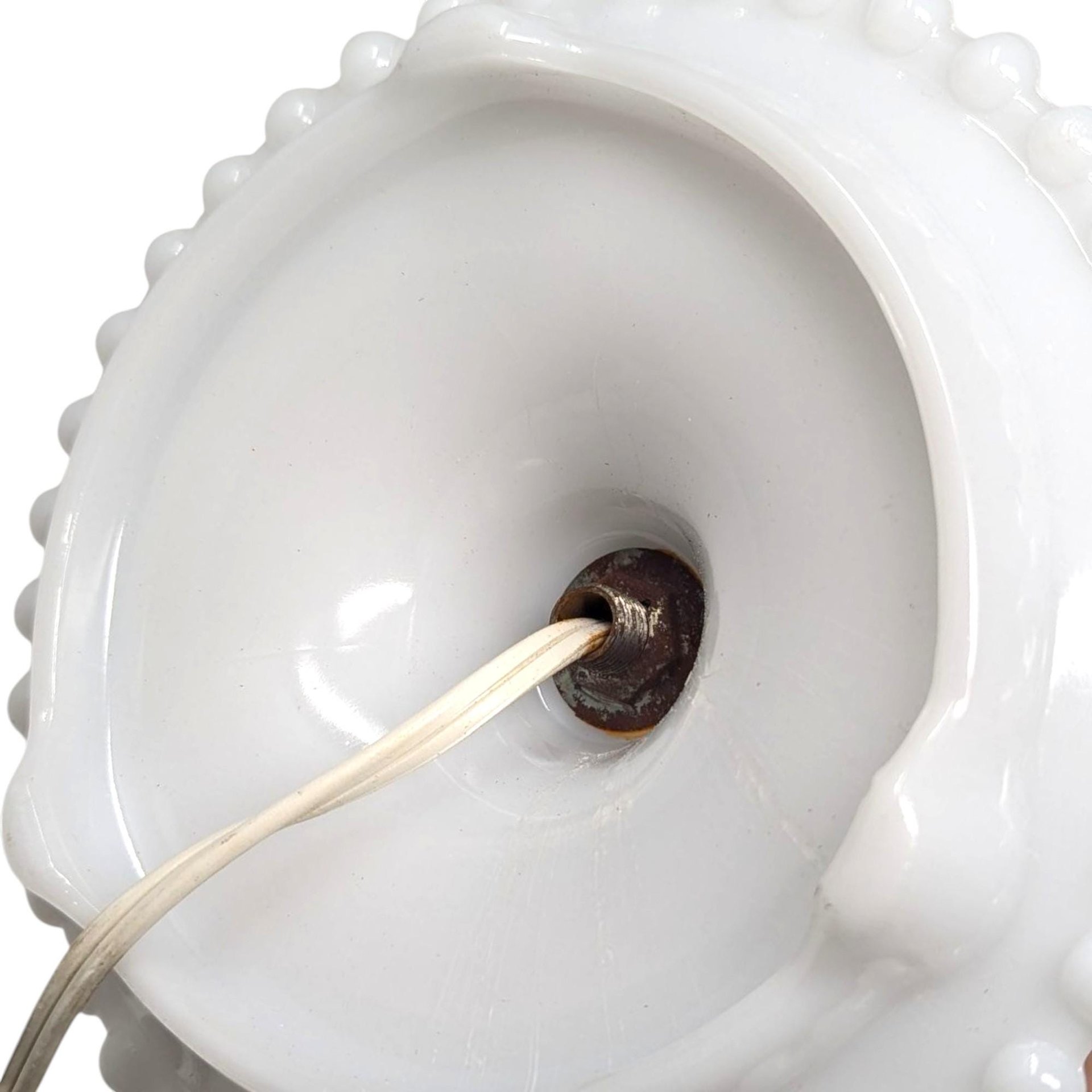 Vintage Milk Glass Floral Hurricane Lamp