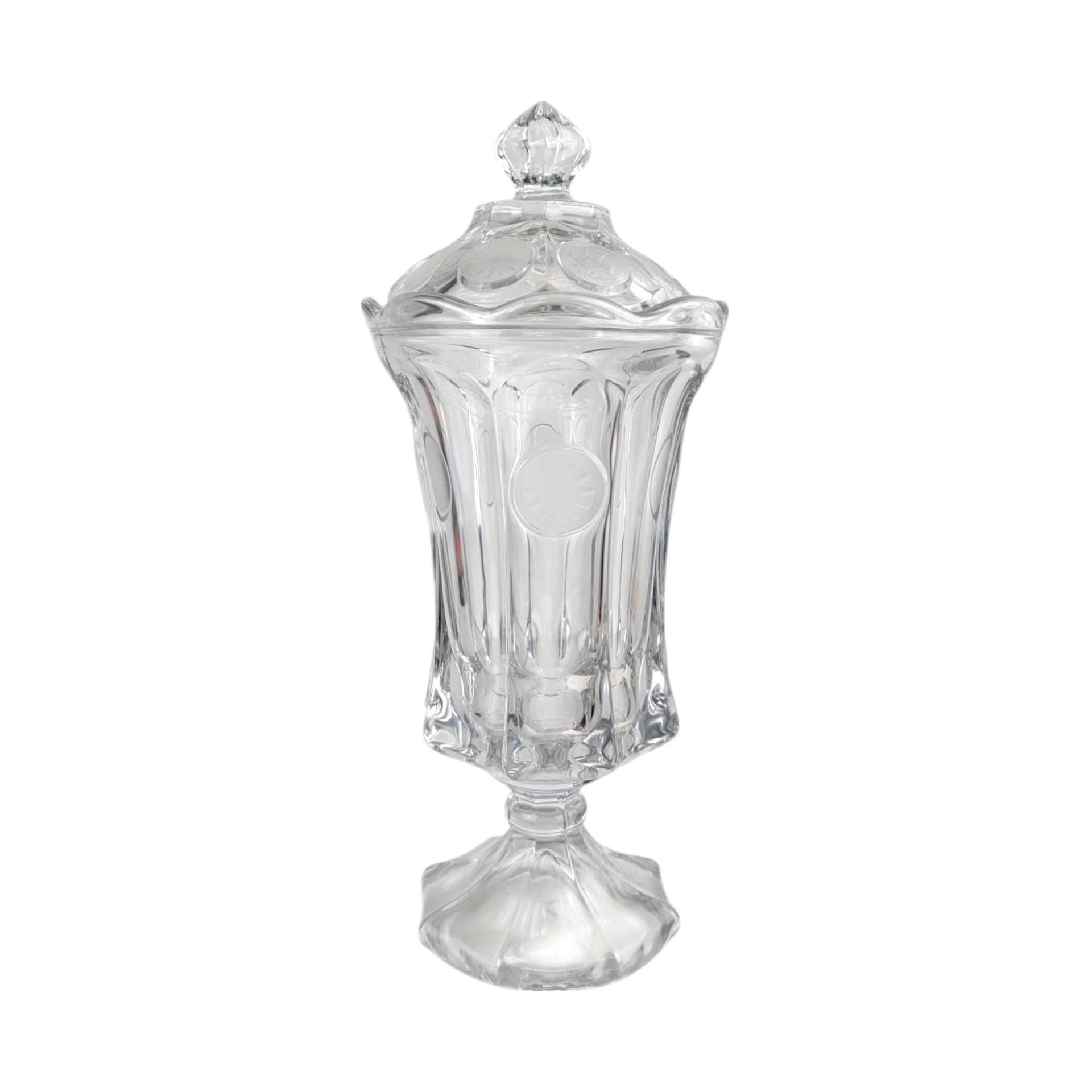 Vintage Fostoria Coin Glass Covered Urn & Cruet Set