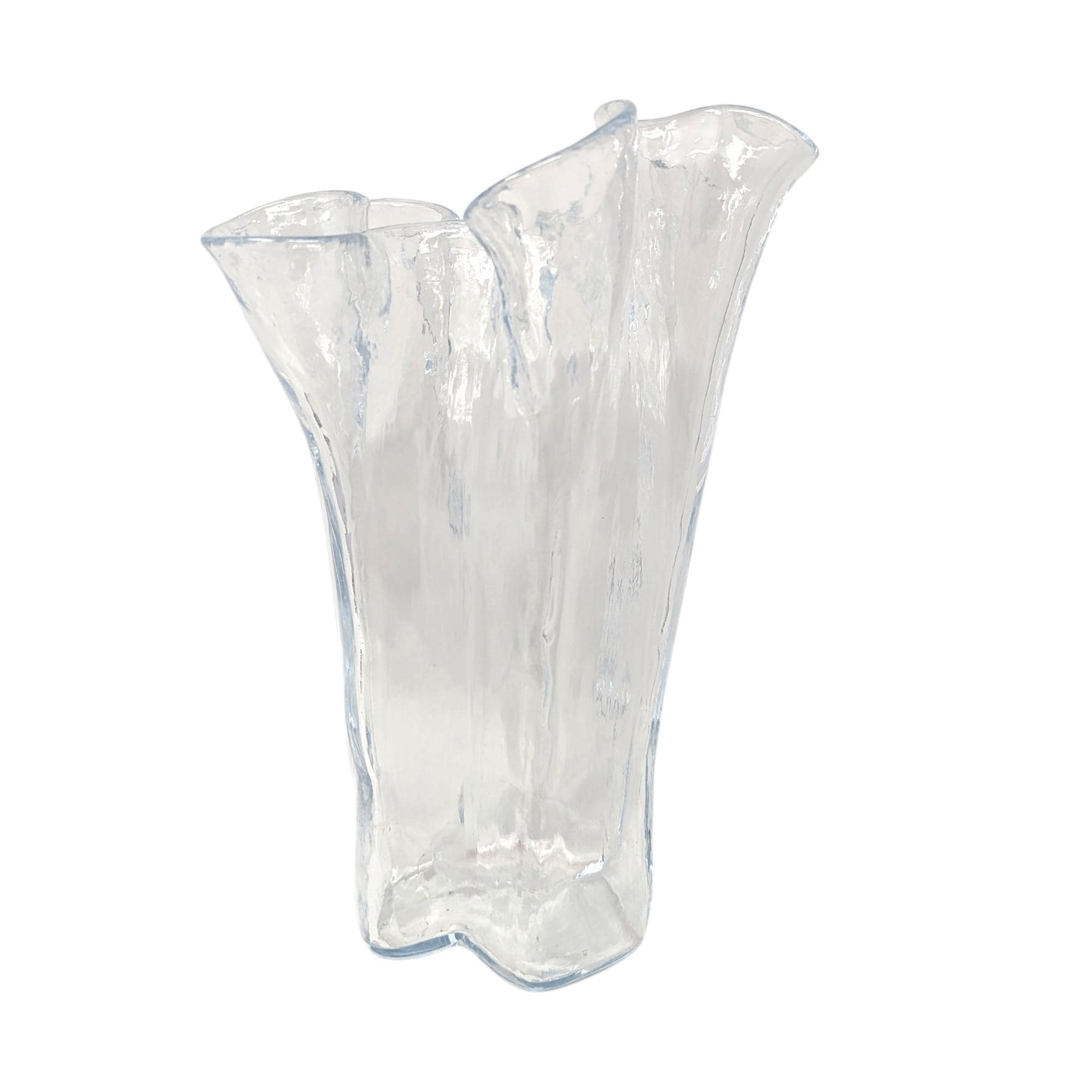 Vintage Muurla Clear Ruffled Freeform Art Glass Vase