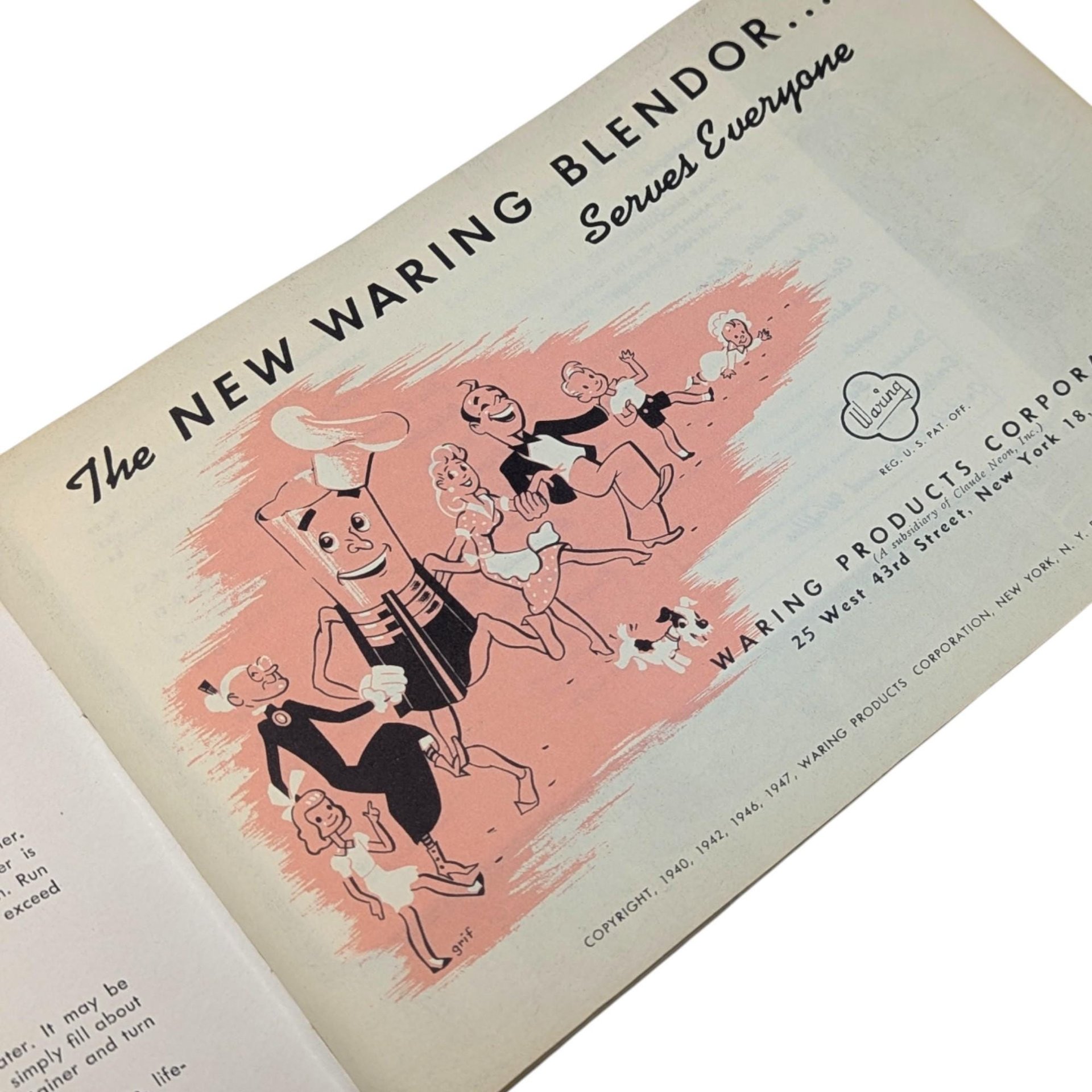 1947 "340 Recipes for the New Waring Blendor" Softcover Cookbook