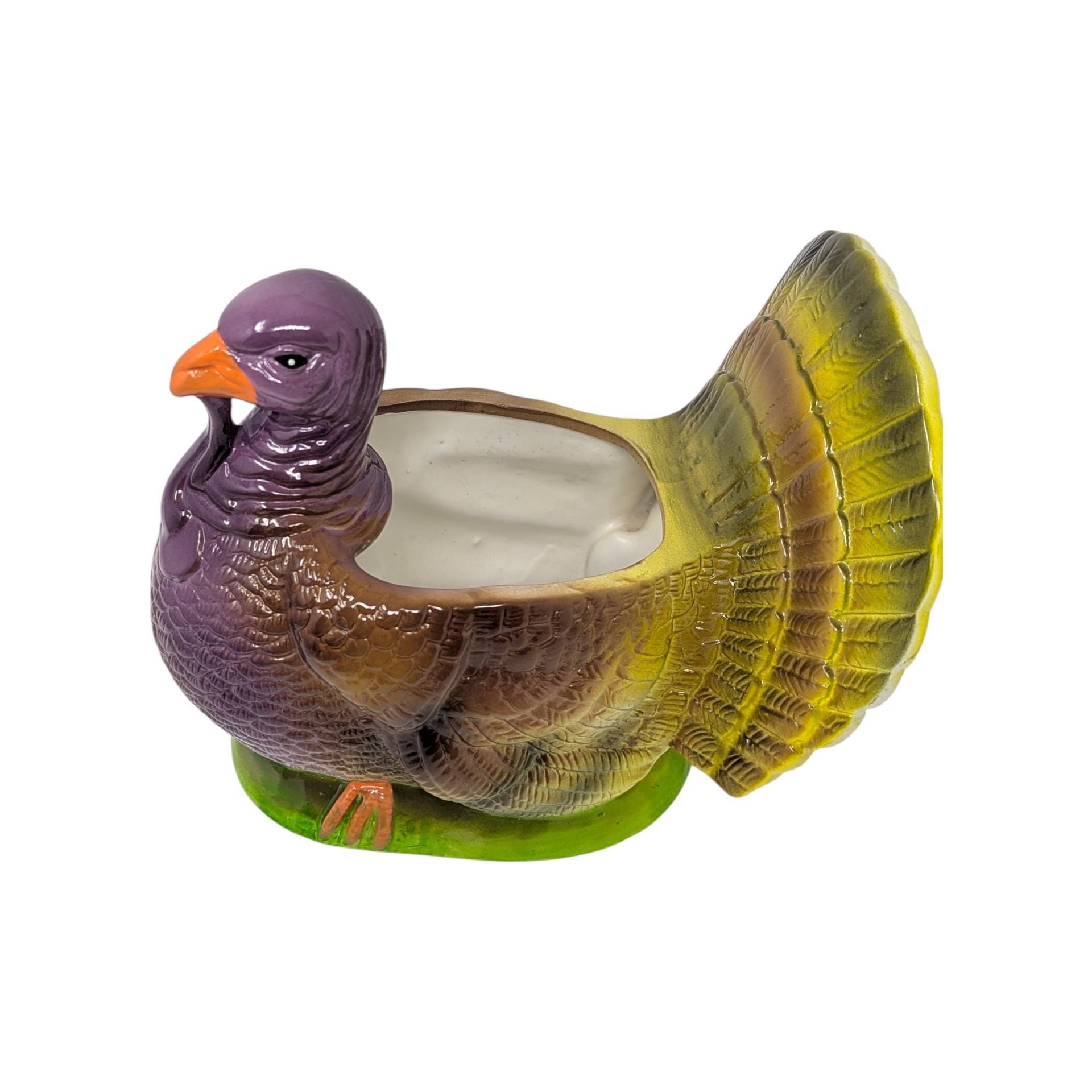 Vintage PR Handpainted Ceramic Turkey Planter