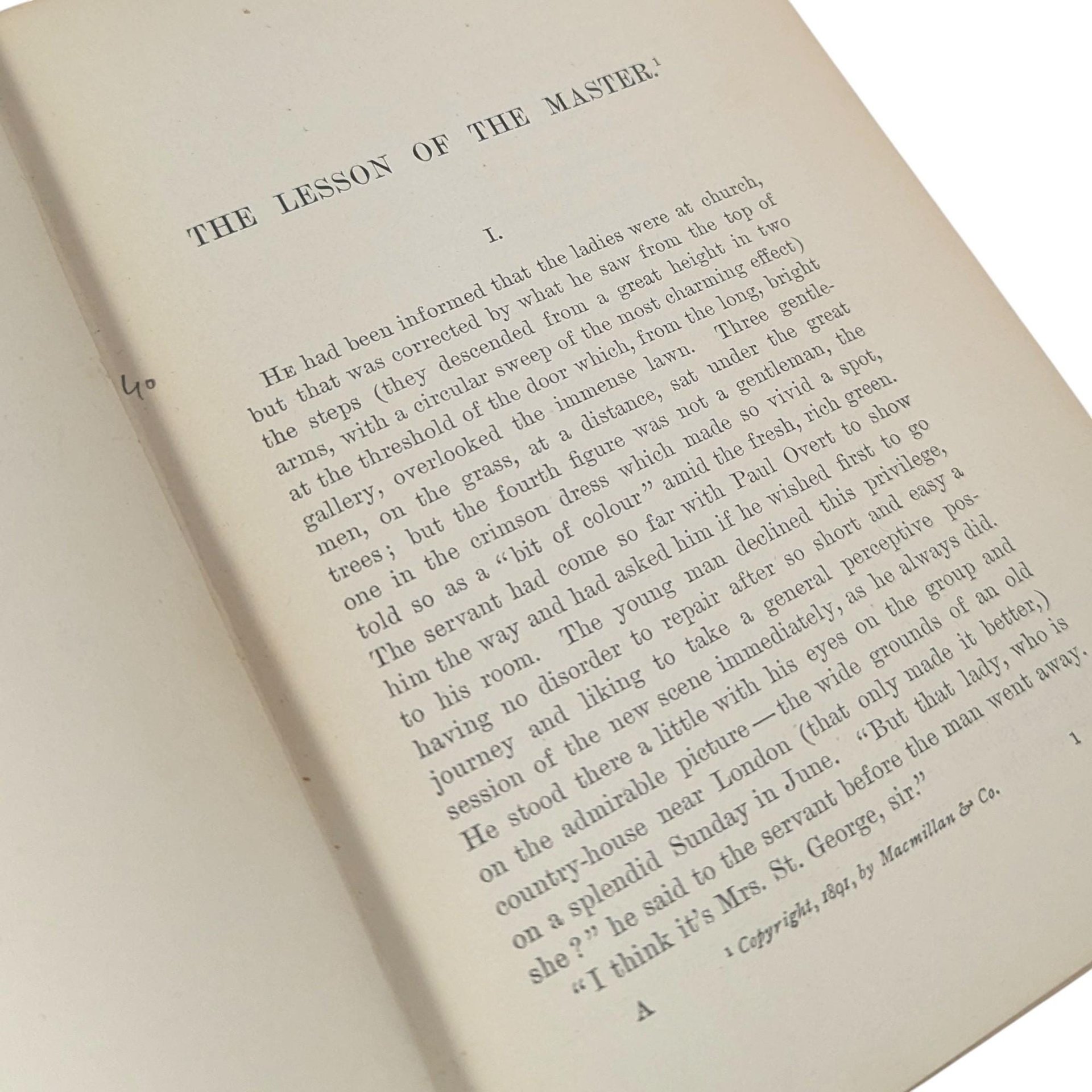 1892 First Edition The Lesson of the Master by Henry James