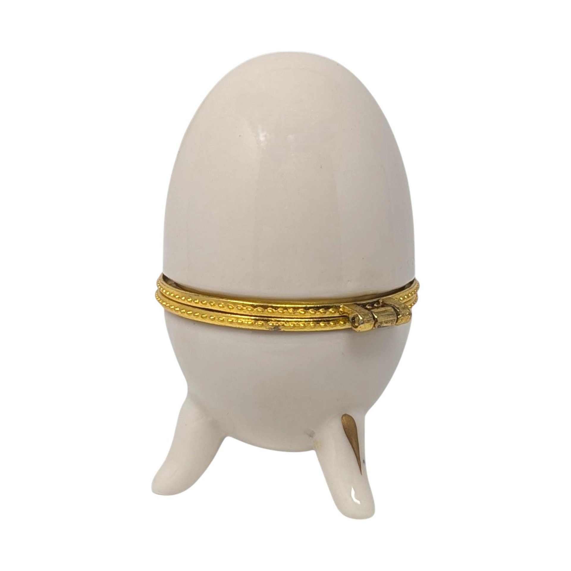 Vintage Egg Shaped Ceramic Floral Trinket Box