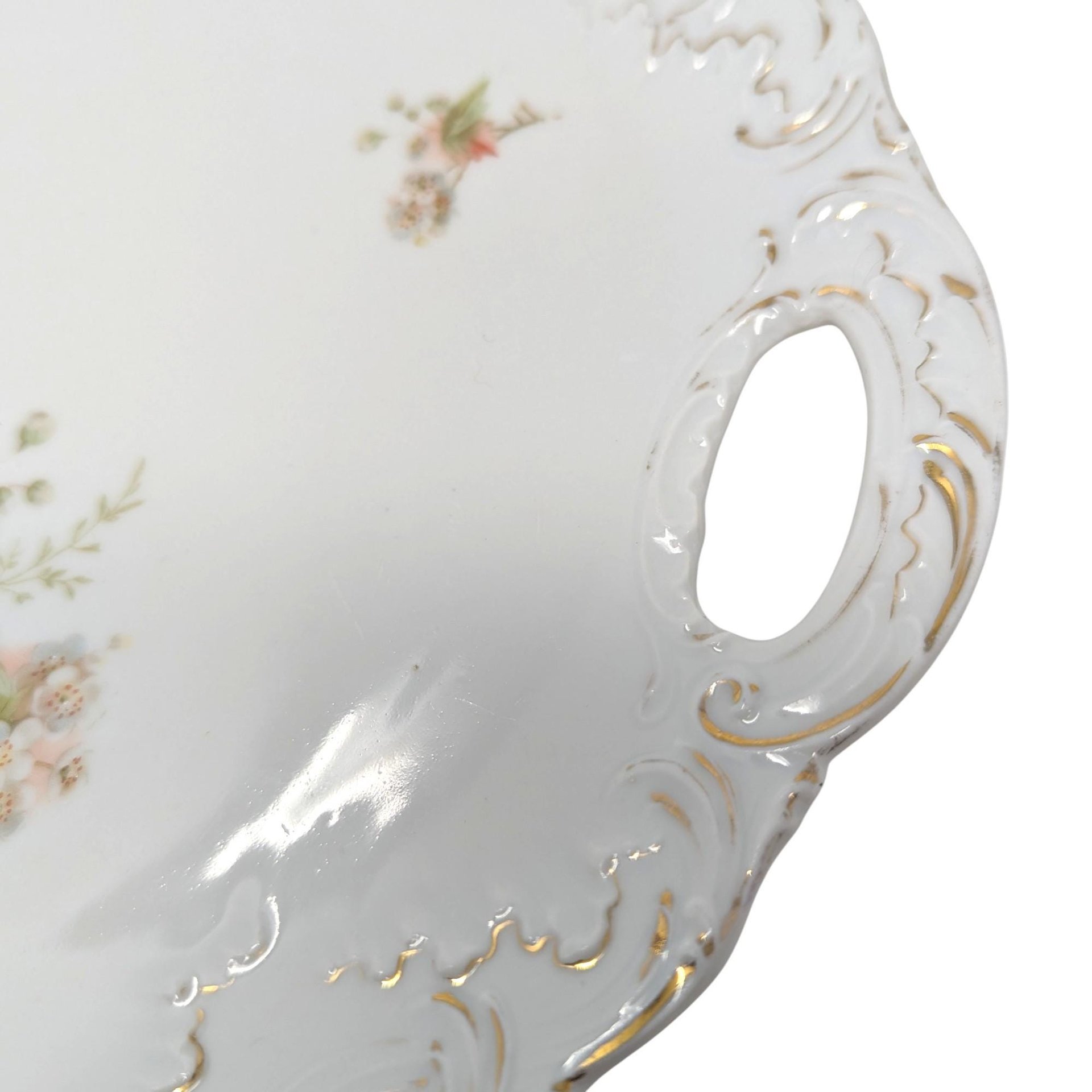 Vintage Handled Ceramic Floral Serving Plate