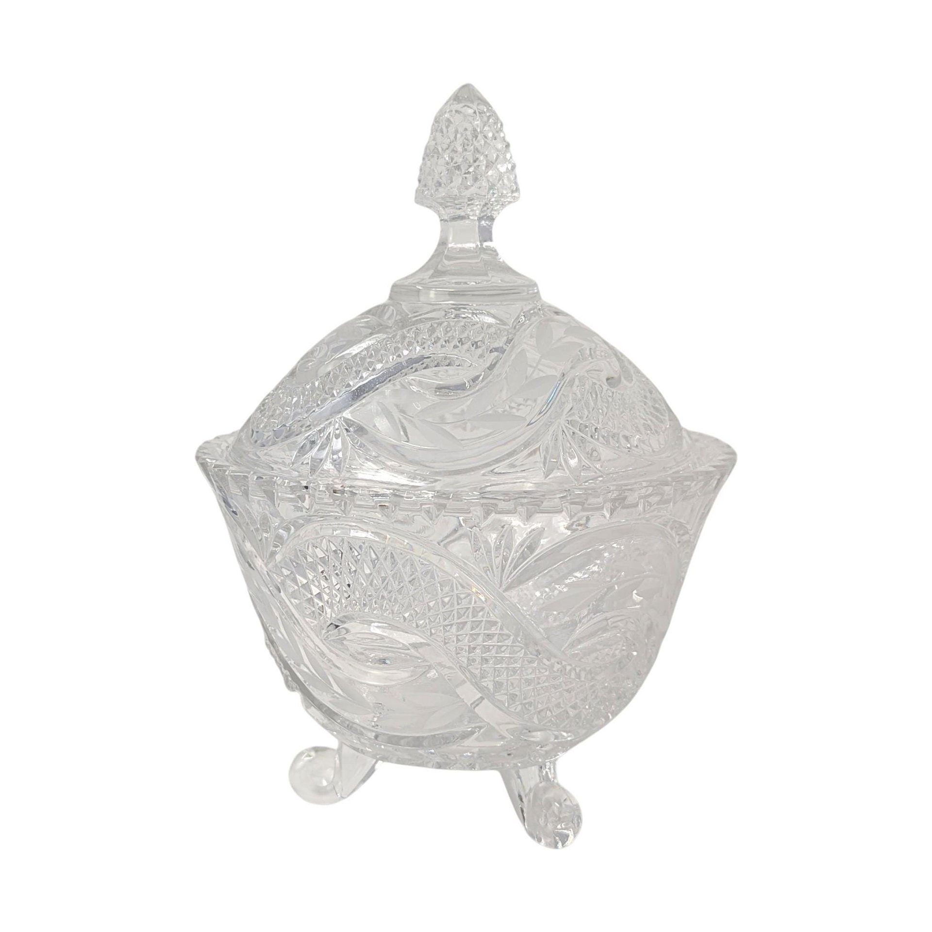 Vintage Serpentine Pattern Crystal Candy Dish
